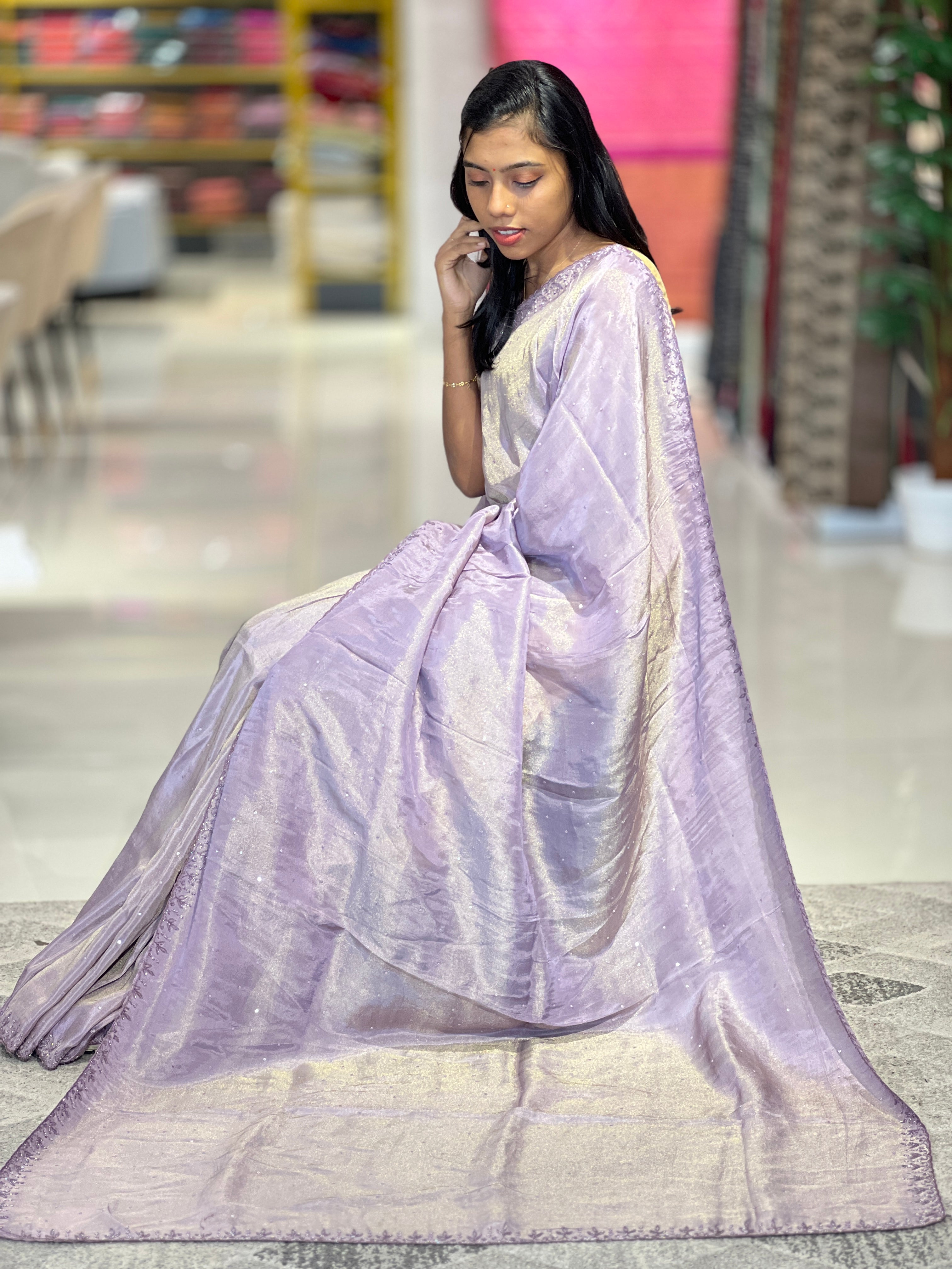 Sequence & Cutbeads Detailed Shimmer Georgette Saree | SBP524