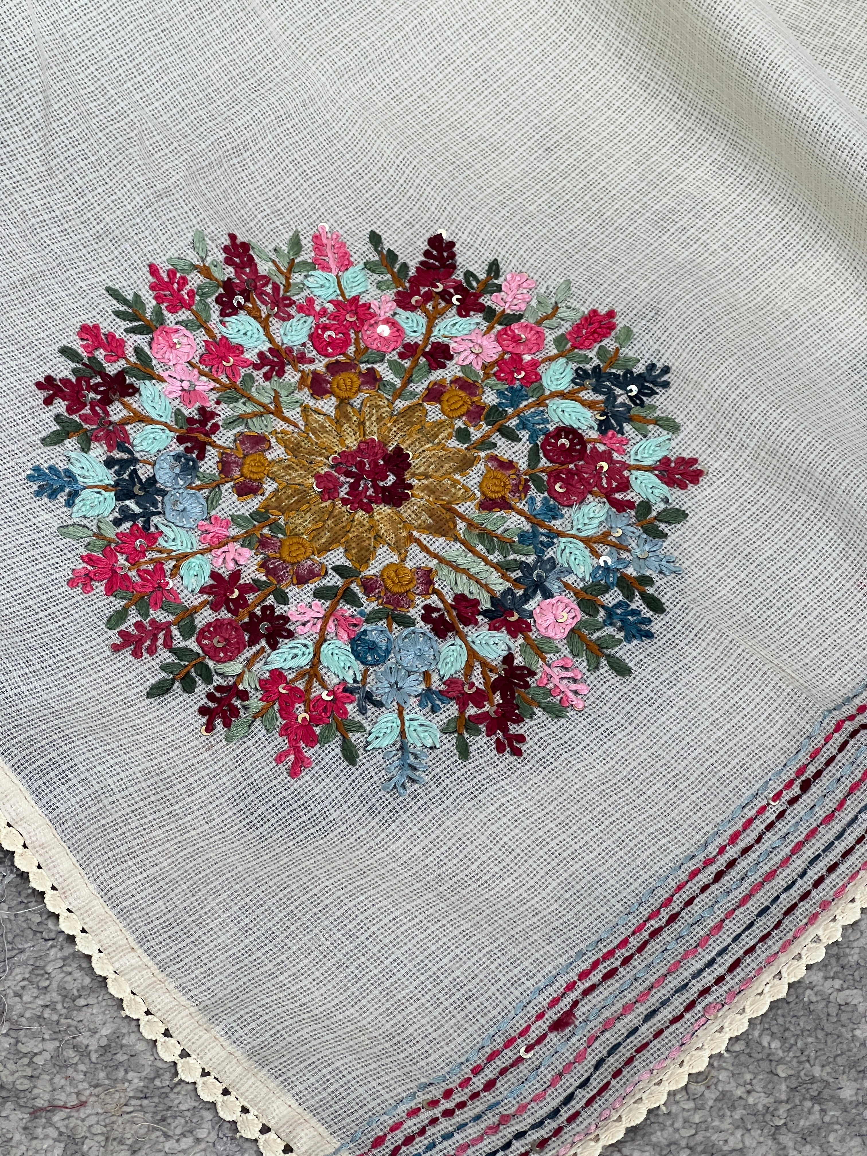 Multicolour Floral Embroidery Detailed Silky Kota Saree | BLD1898