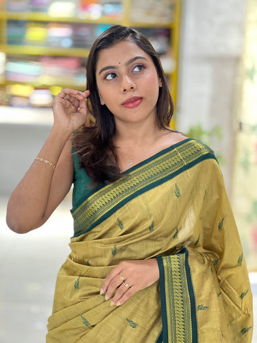Traditional Thread Weaved Cotton Saree | ONA117