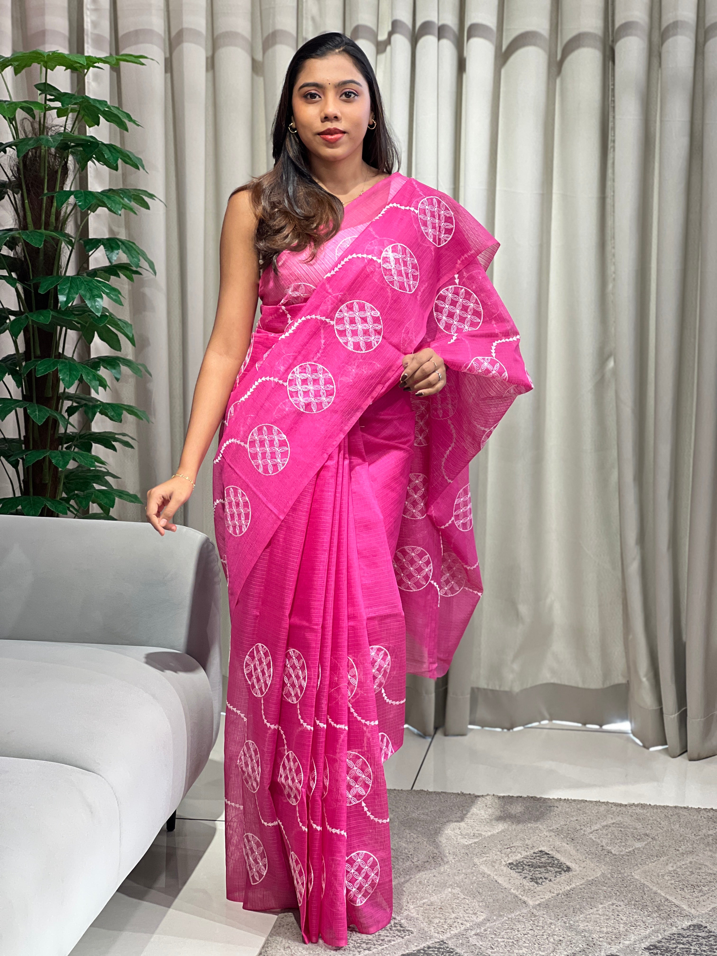 Machine Embroidery Detailed Kota Saree | NHH606
