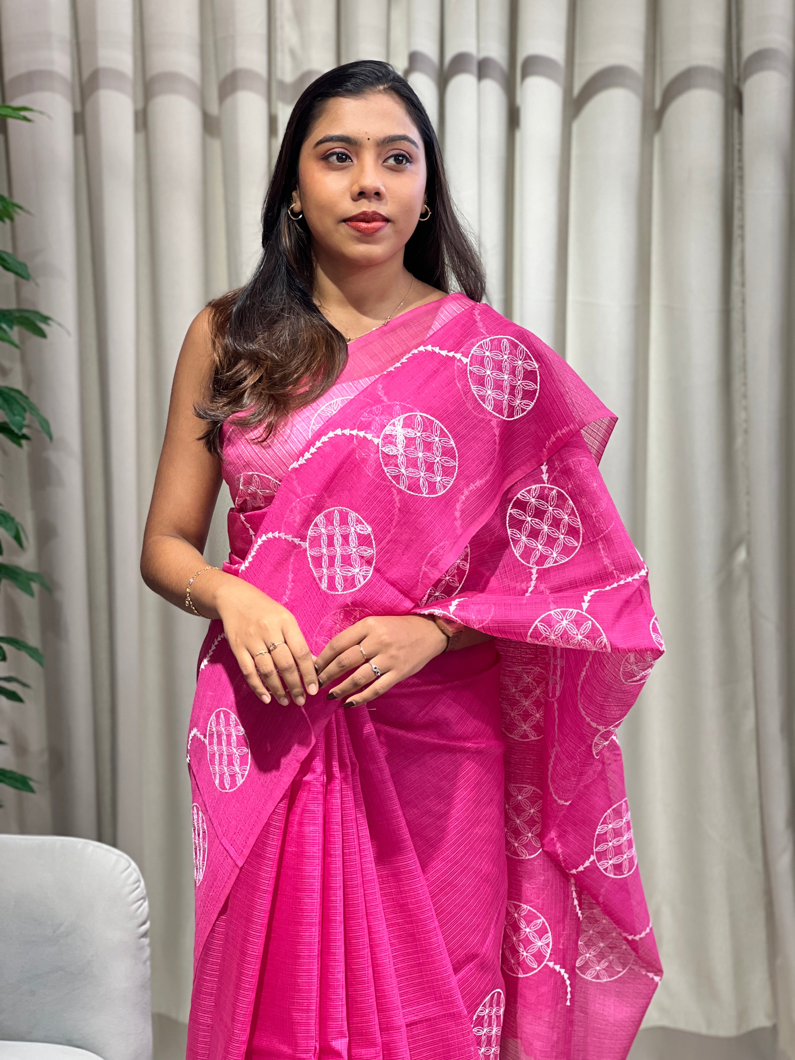 Machine Embroidery Detailed Kota Saree | NHH606