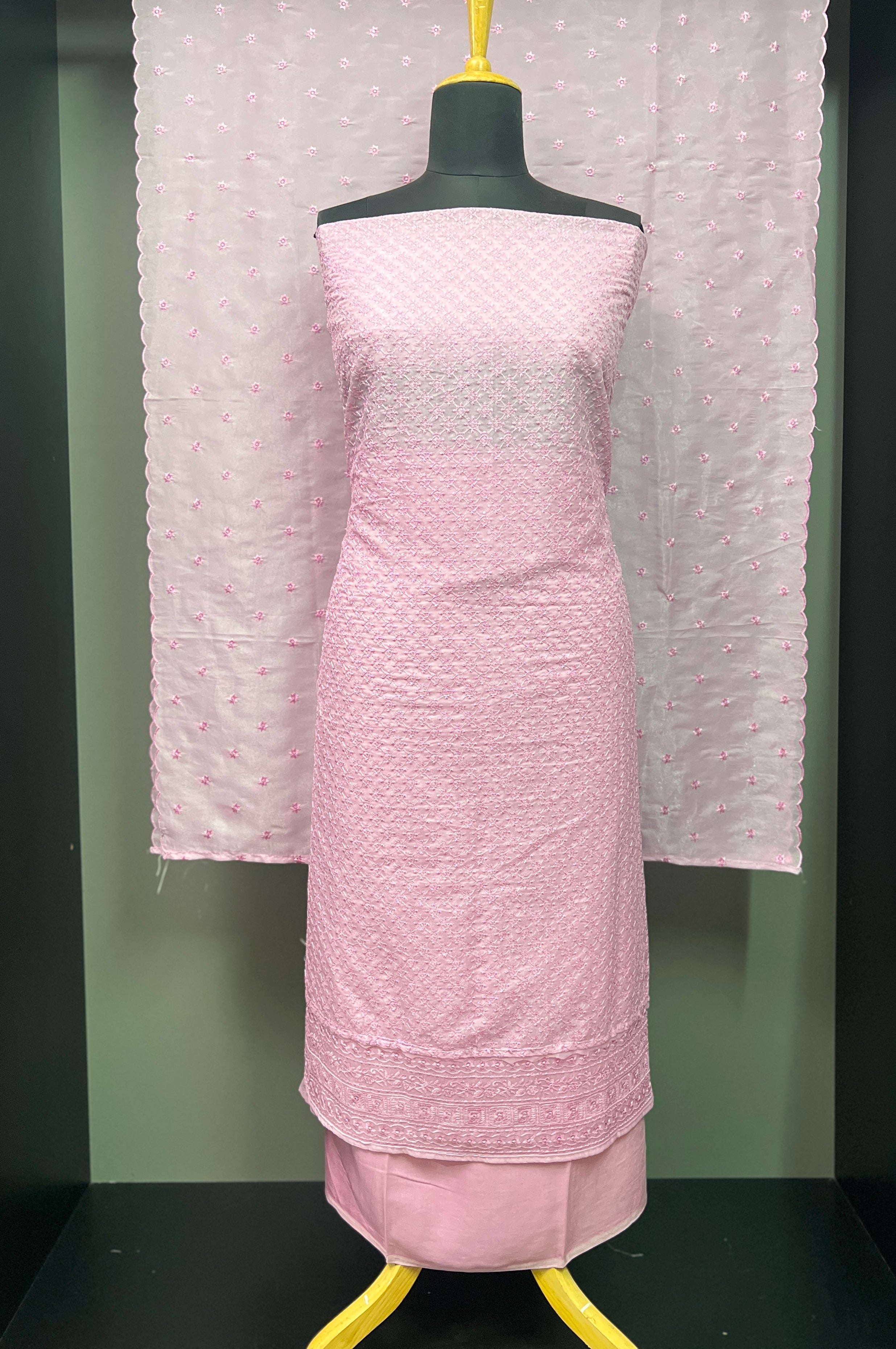 Machine Embroidery Viscose Silk Organza Salwar Set | SBP500