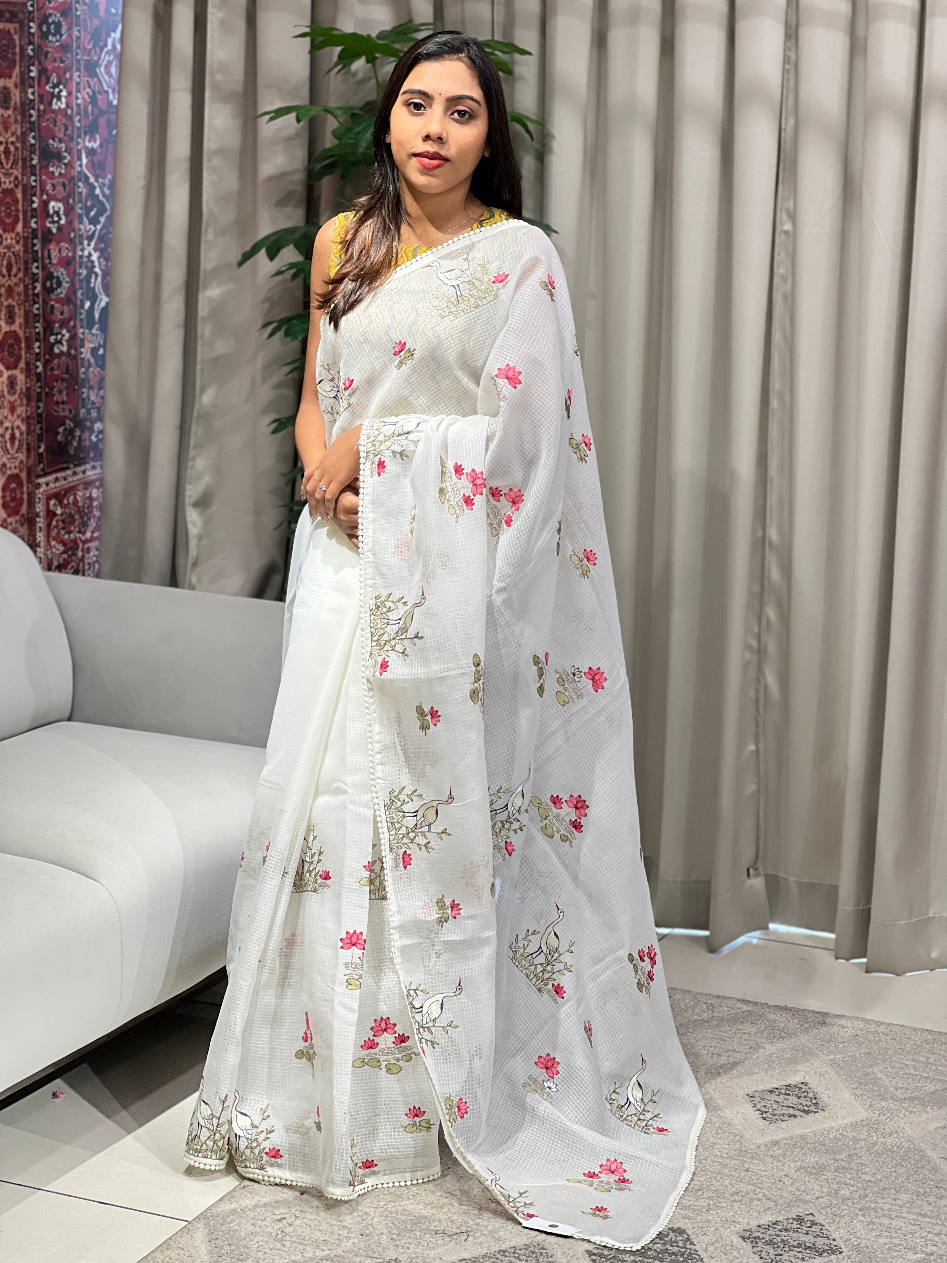 Floral And Bird Embroidery Kota Saree | BLD1901