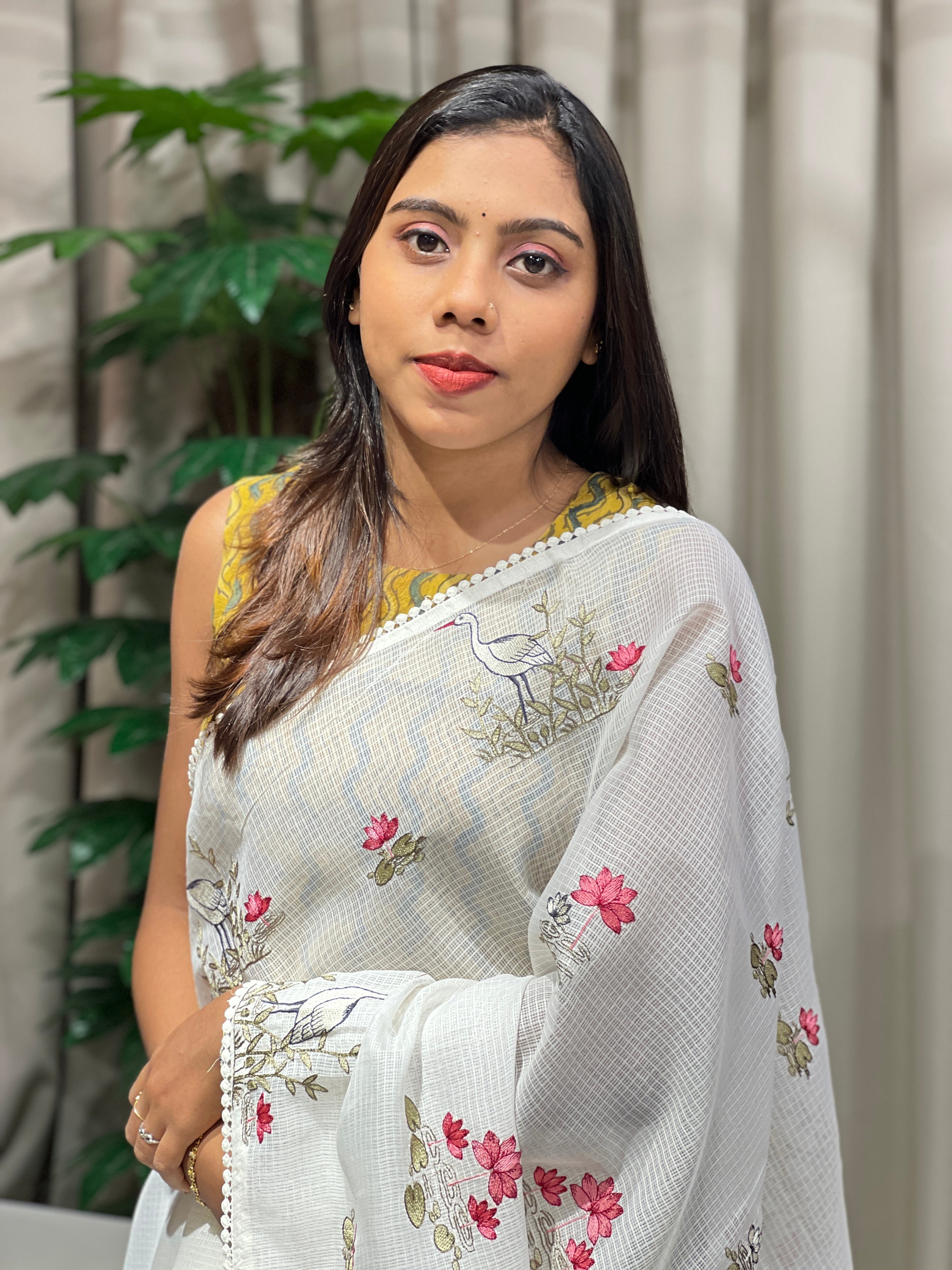 Floral And Bird Embroidery Kota Saree | BLD1901