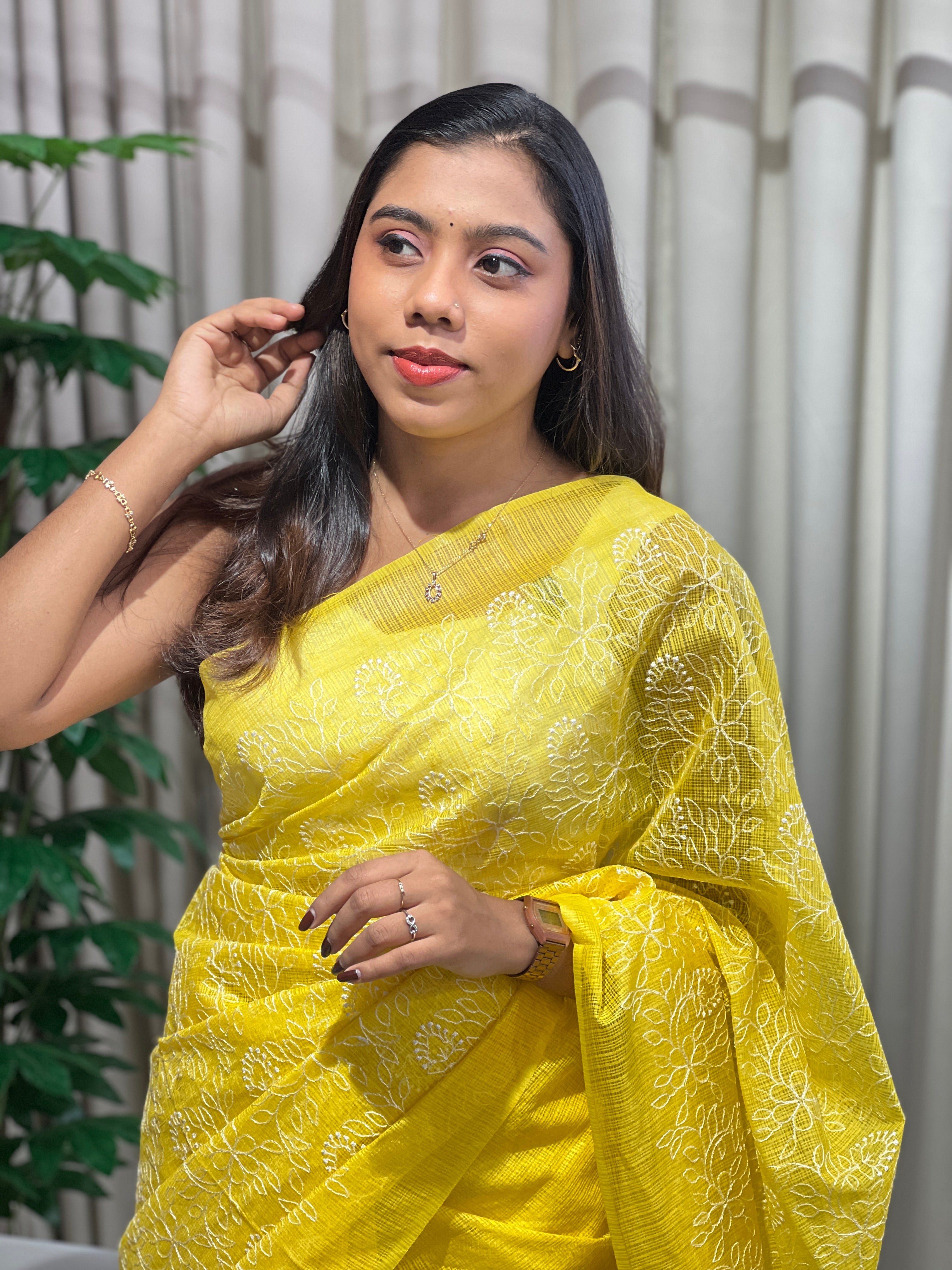 Floral Embroidery Silky Kota Saree | NHH309