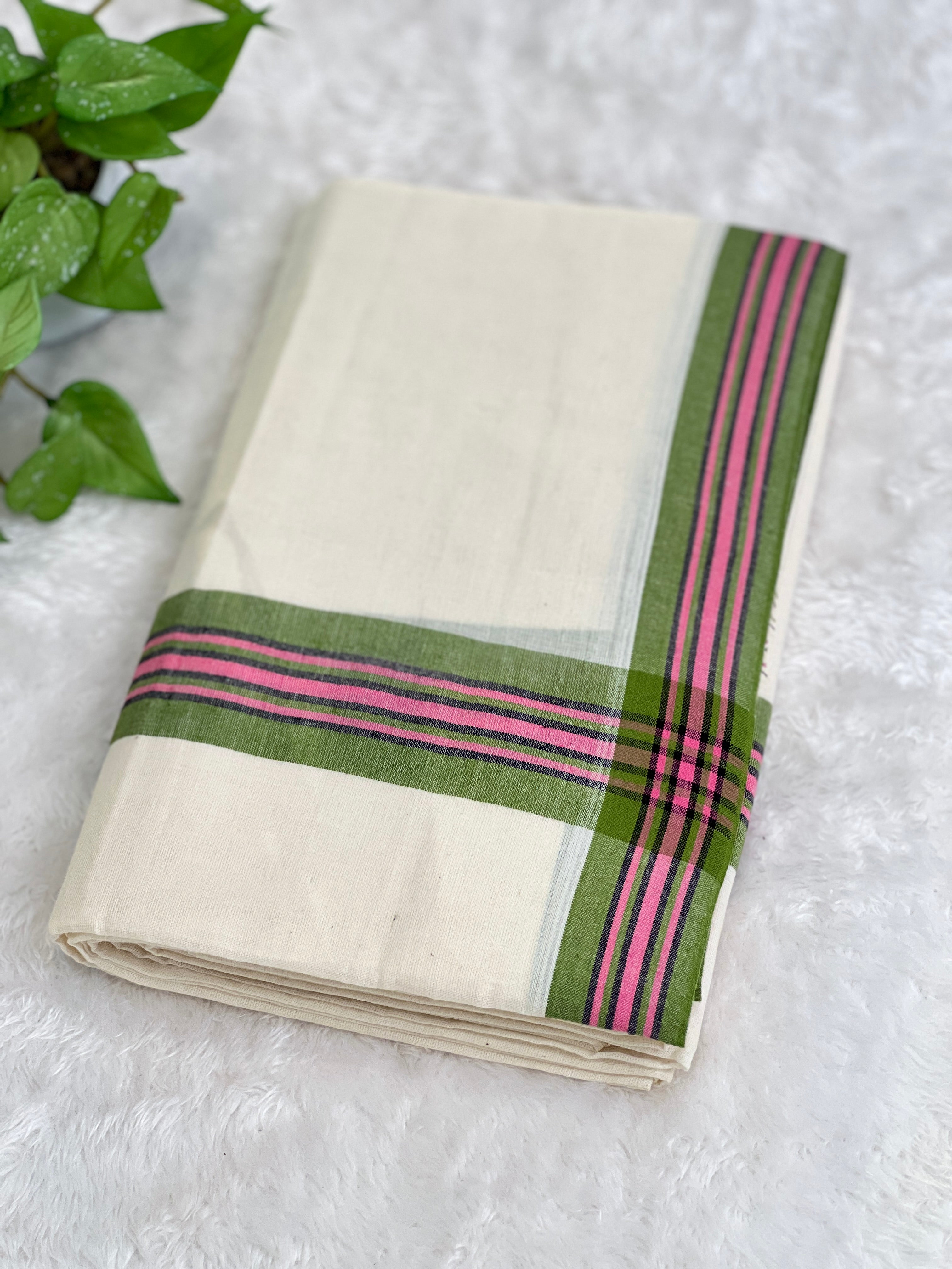 Double Border Pattern Kerala Cotton Set Mundu | GAT587
