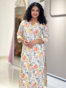 Floral Screen Printed Soft Cotton Kurta | AJT123