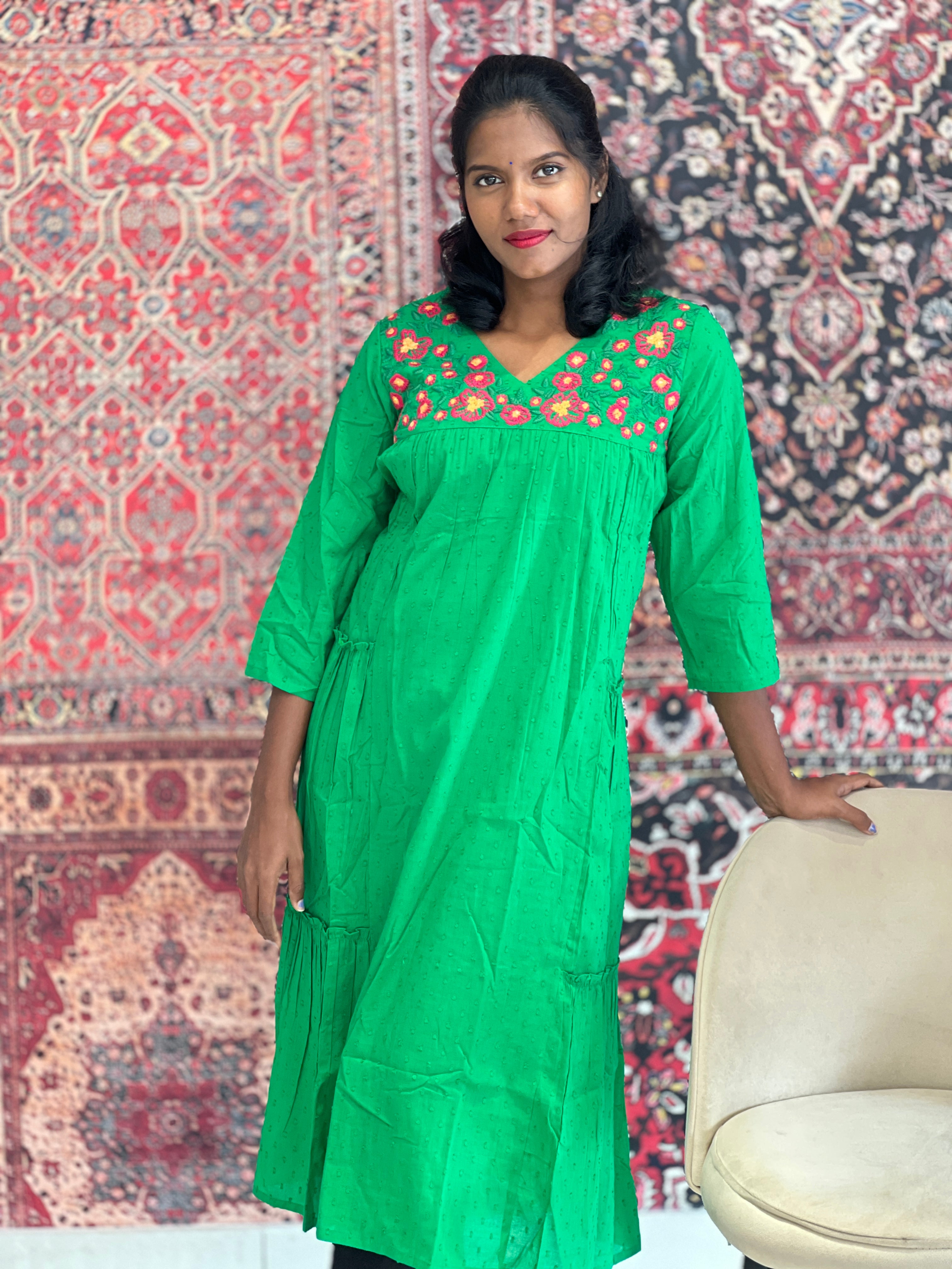 Yoke Embroidery Cotton Kurta | TBS107