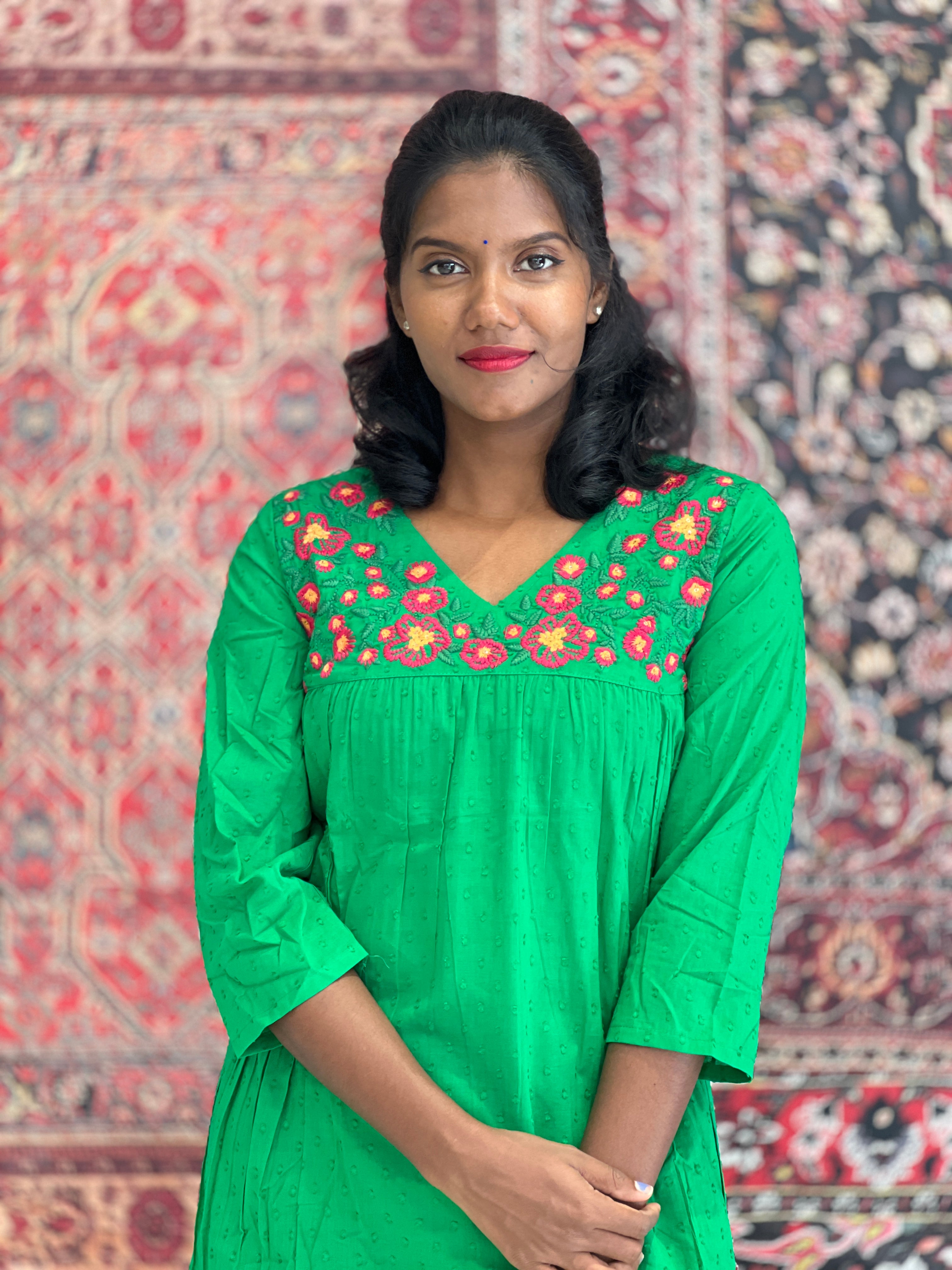 Yoke Embroidery Cotton Kurta | TBS107