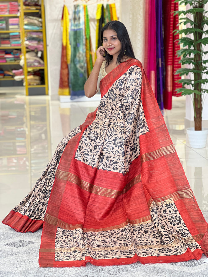 Printed Geecha Tussar Saree | SK361