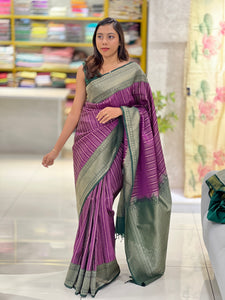 Stripes Detailed Semi Silk Saree | ONA128
