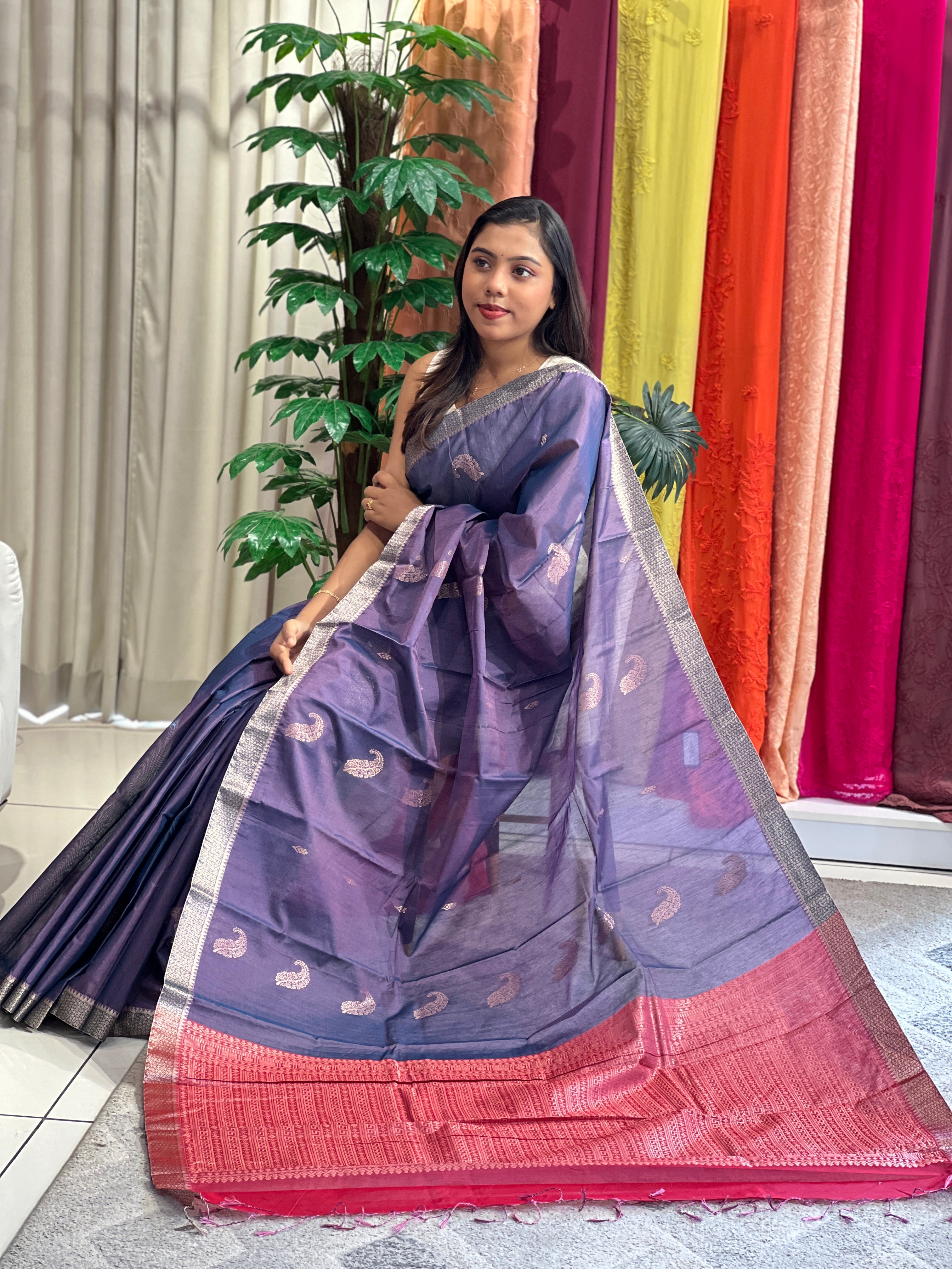 Paisley Design Zari Woven Silk Cotton Saree | JAT117