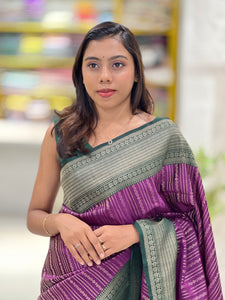 Stripes Detailed Semi Silk Saree | ONA128
