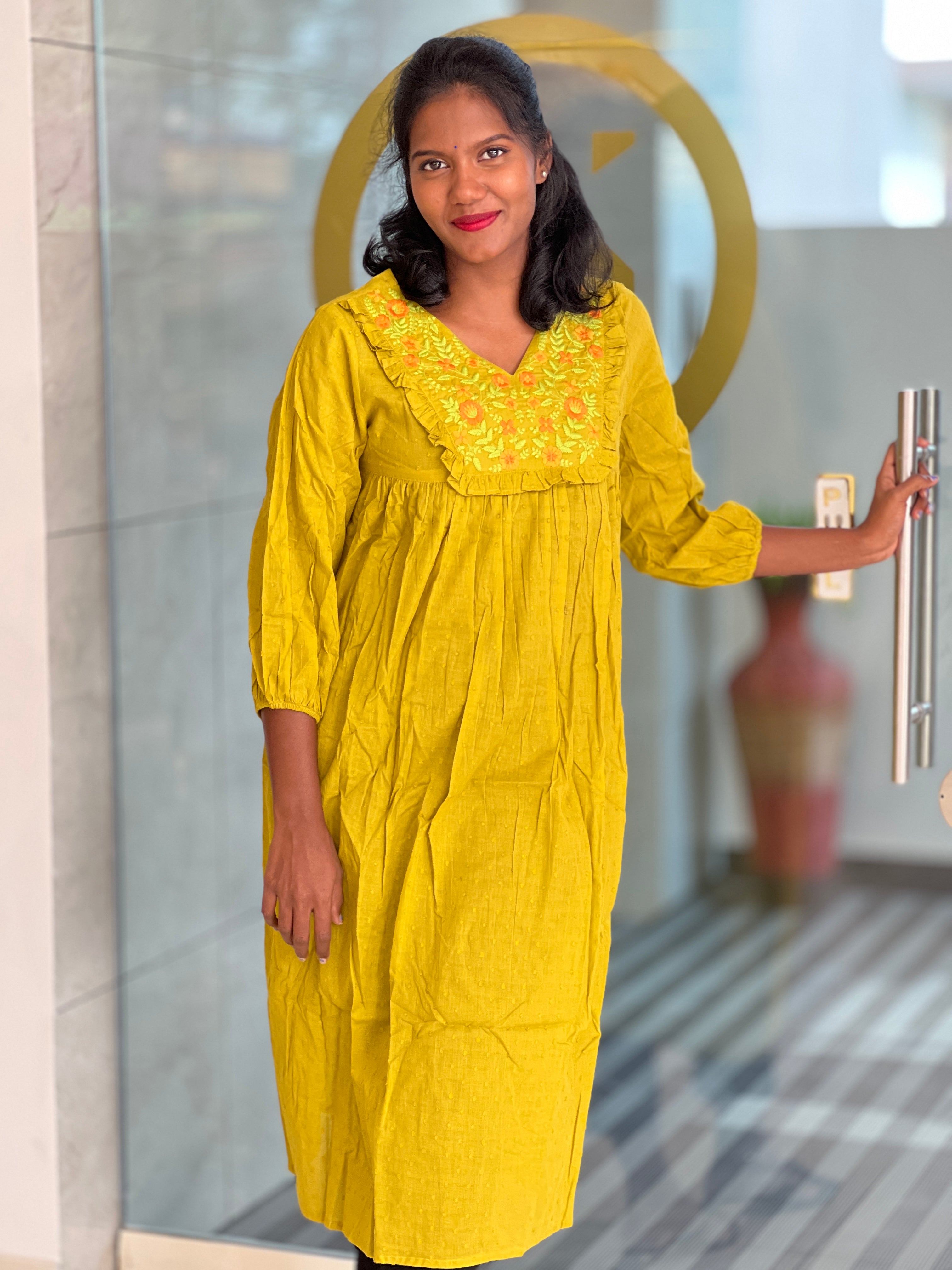 Yoke Embroidery Cotton Kurta | TBS108