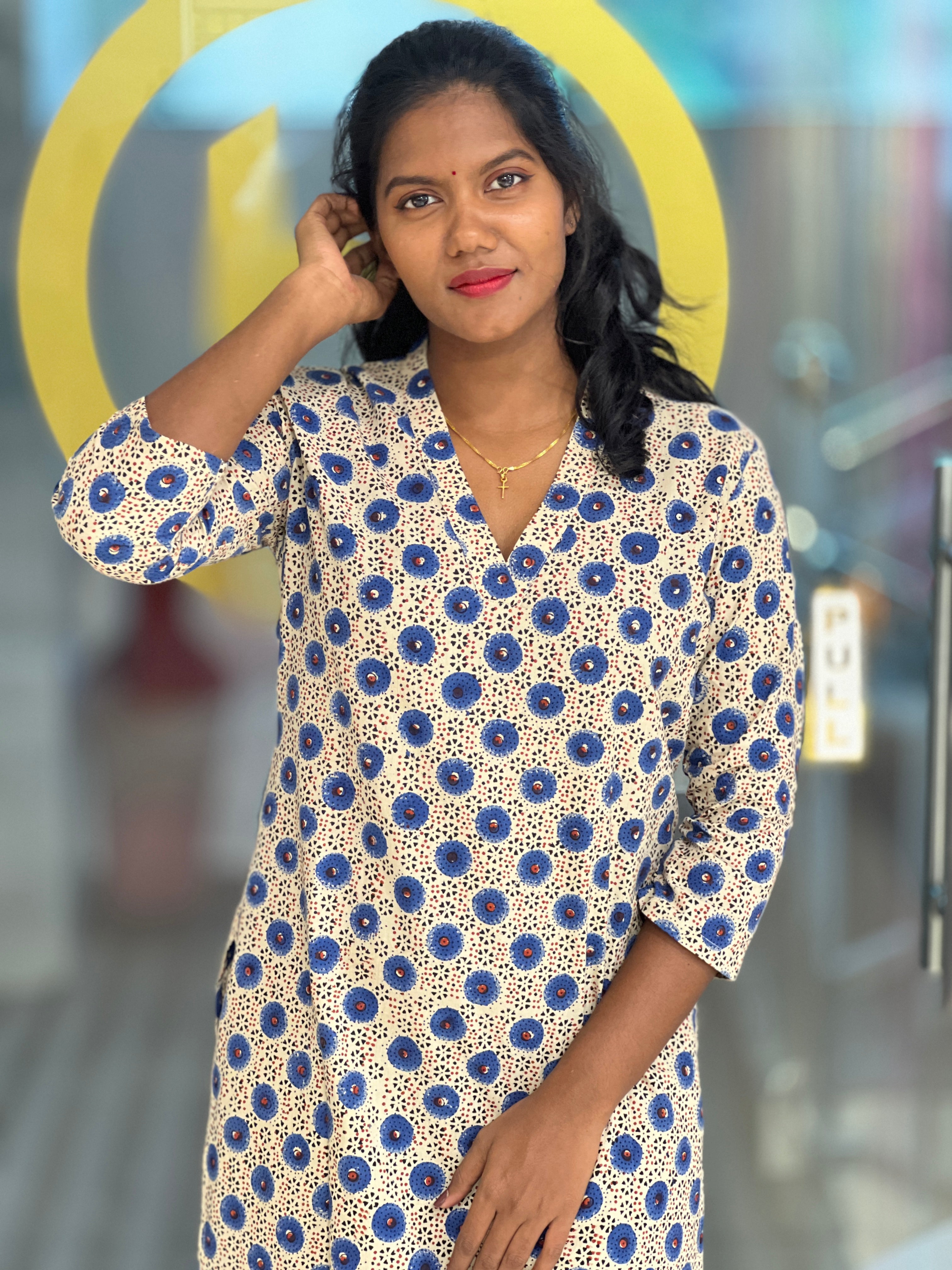 Print Detailed Cotton Kurta | DNT665