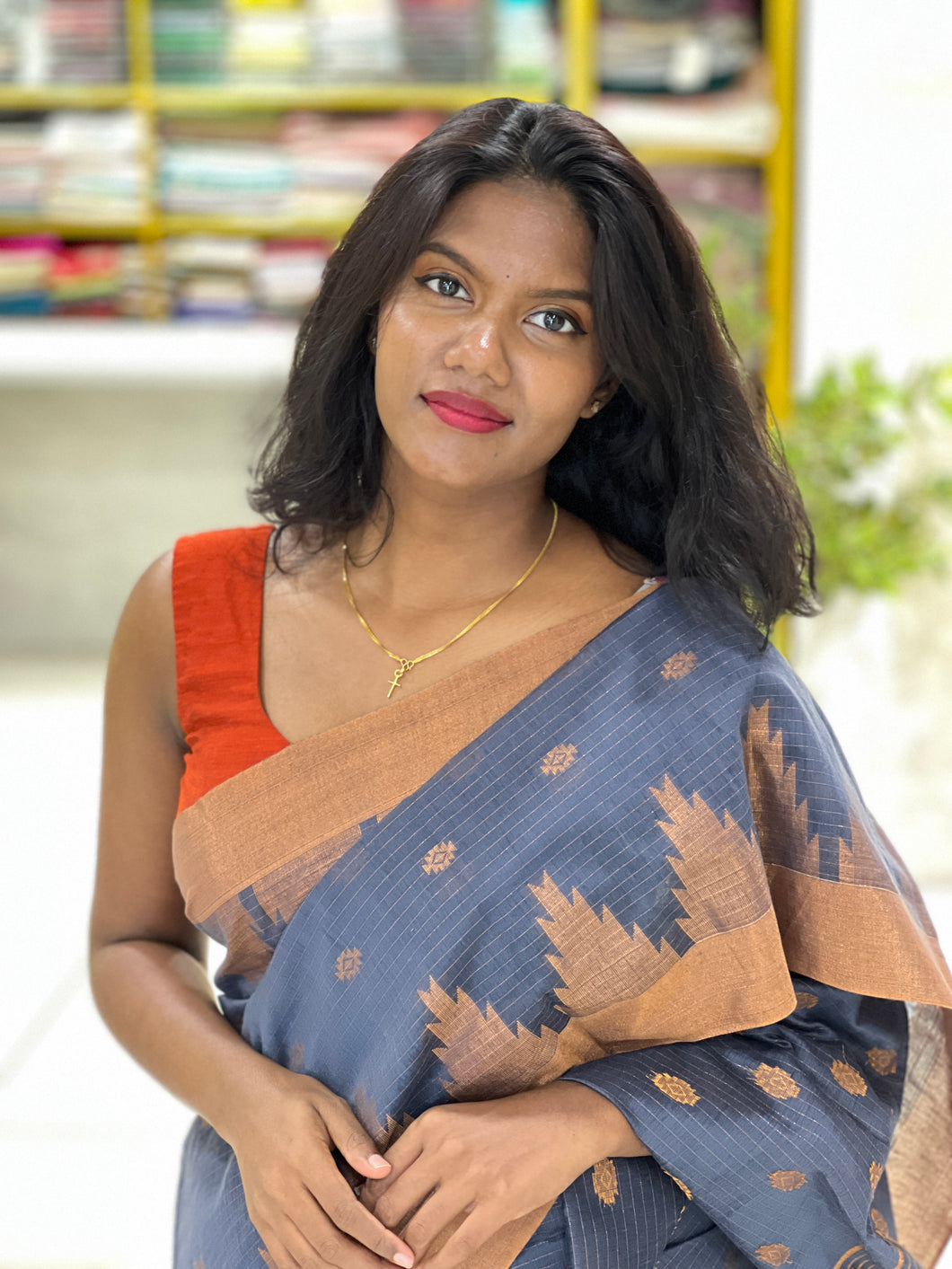 Temple Border Detailed Cotton Silk Saree | RP774