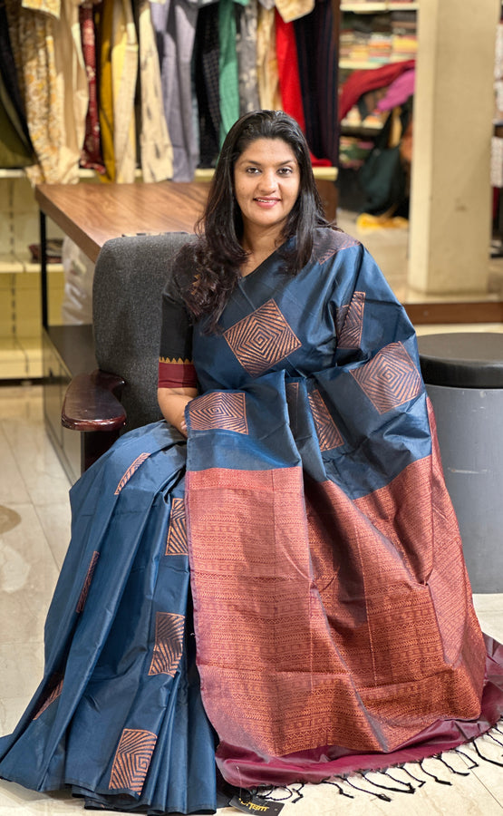 Square Buta Design Semi Silk Saree | AHR407