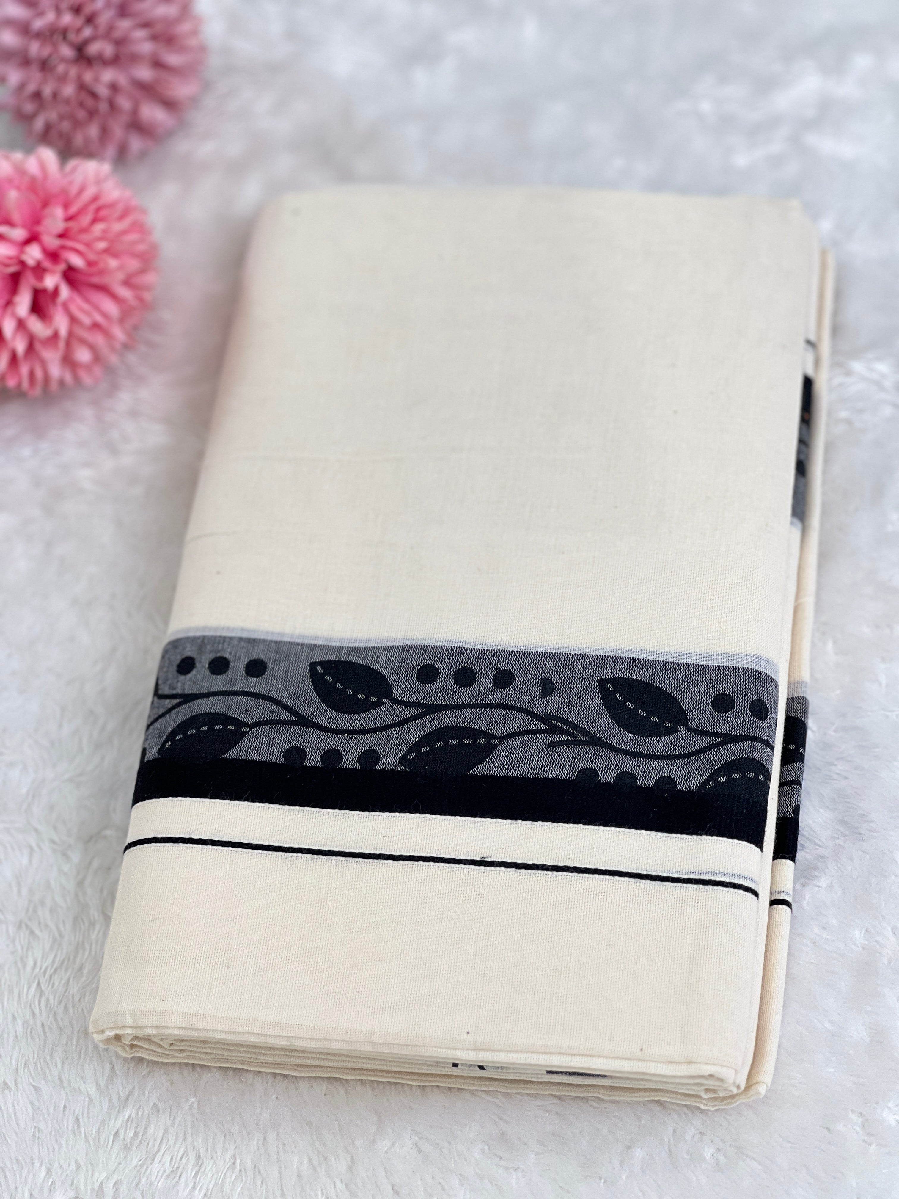 Hand Block Printed Kerala Cotton Set Mundu | GAT558