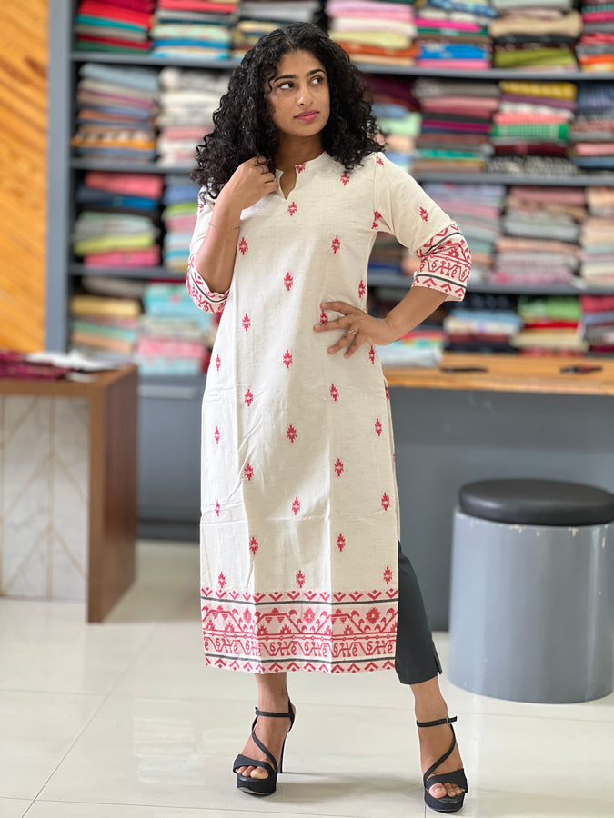 Jamdani Weaving Pattern Slub Cotton Kurta | RGA191