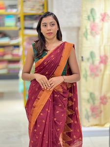Temple Border Detailed Cotton Silk Saree | RP772