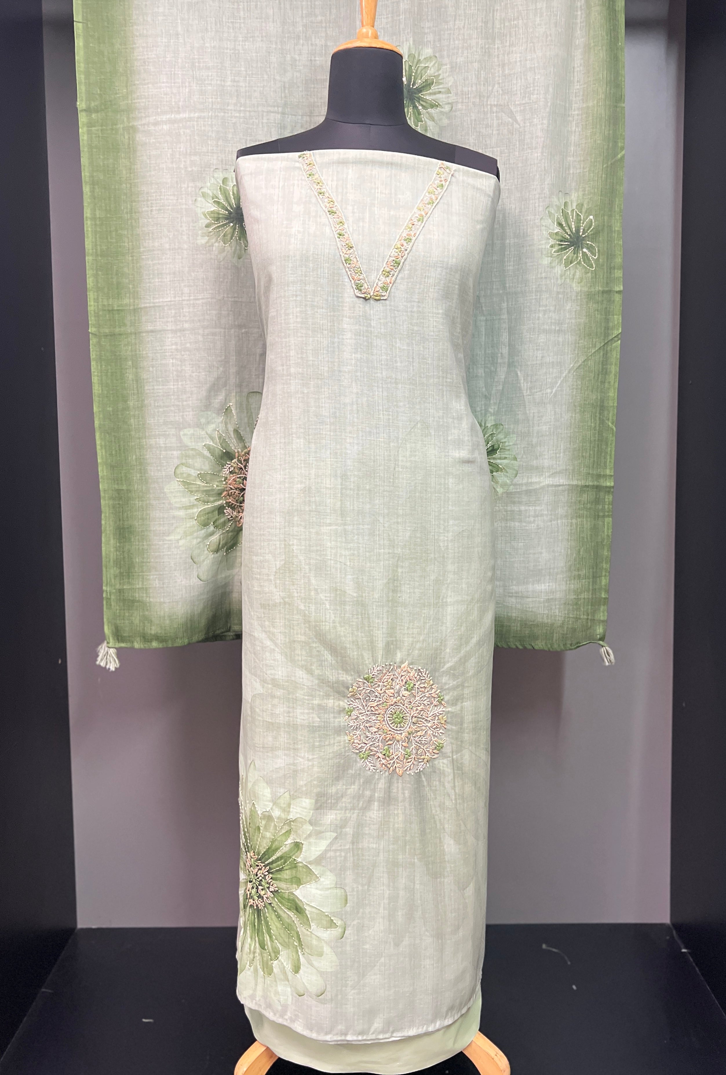 Hand Embroidery Detailed Jamdani Cotton Salwar Set | VAN131