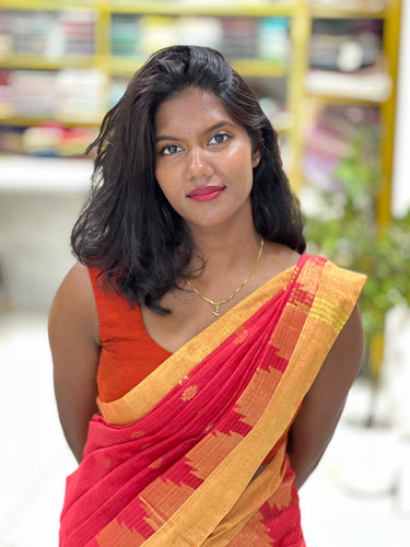 Temple Border Detailed Cotton Silk Saree | RP770