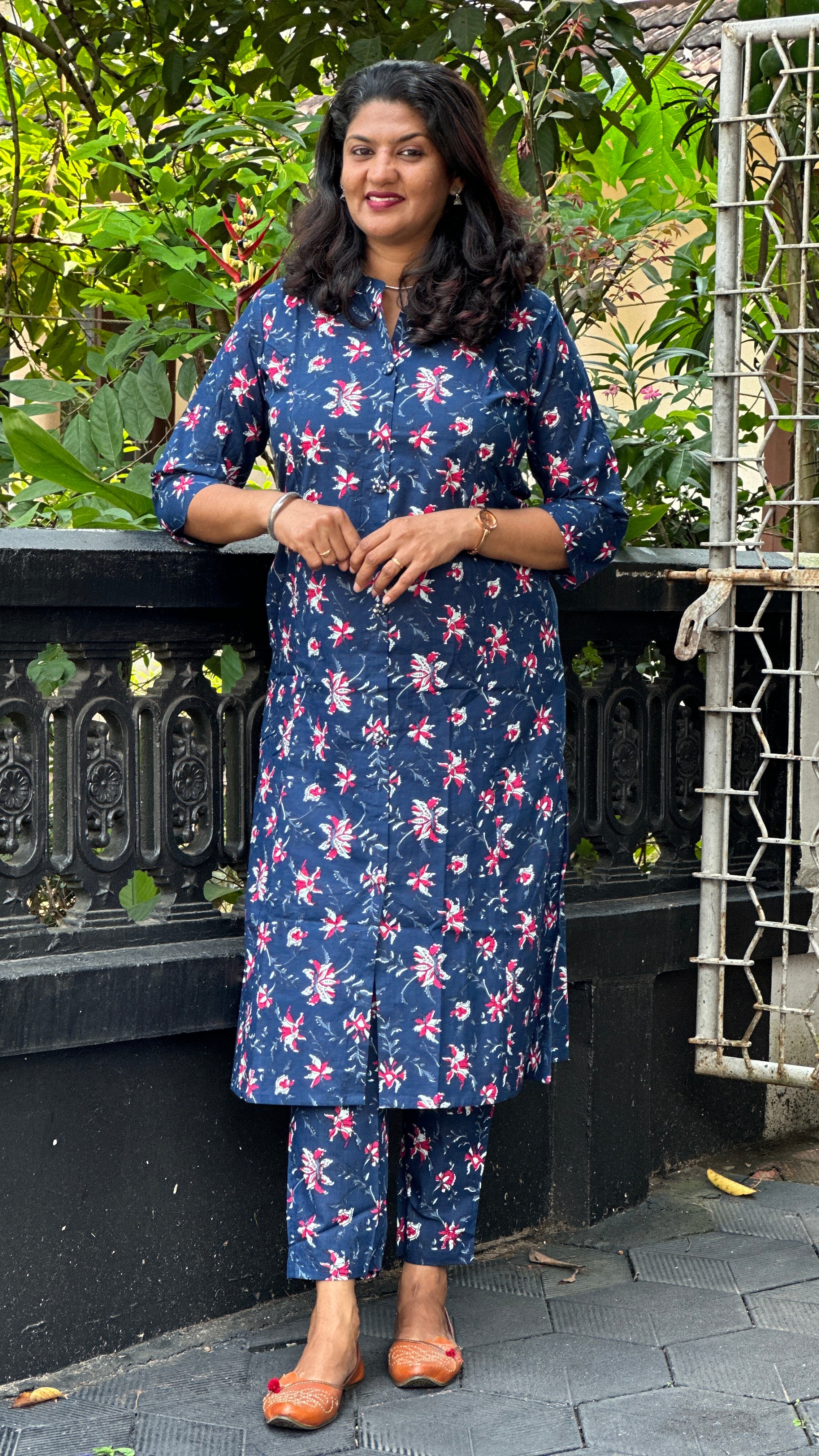 Floral Screen Print Design Cotton Kurta Set | NCF142