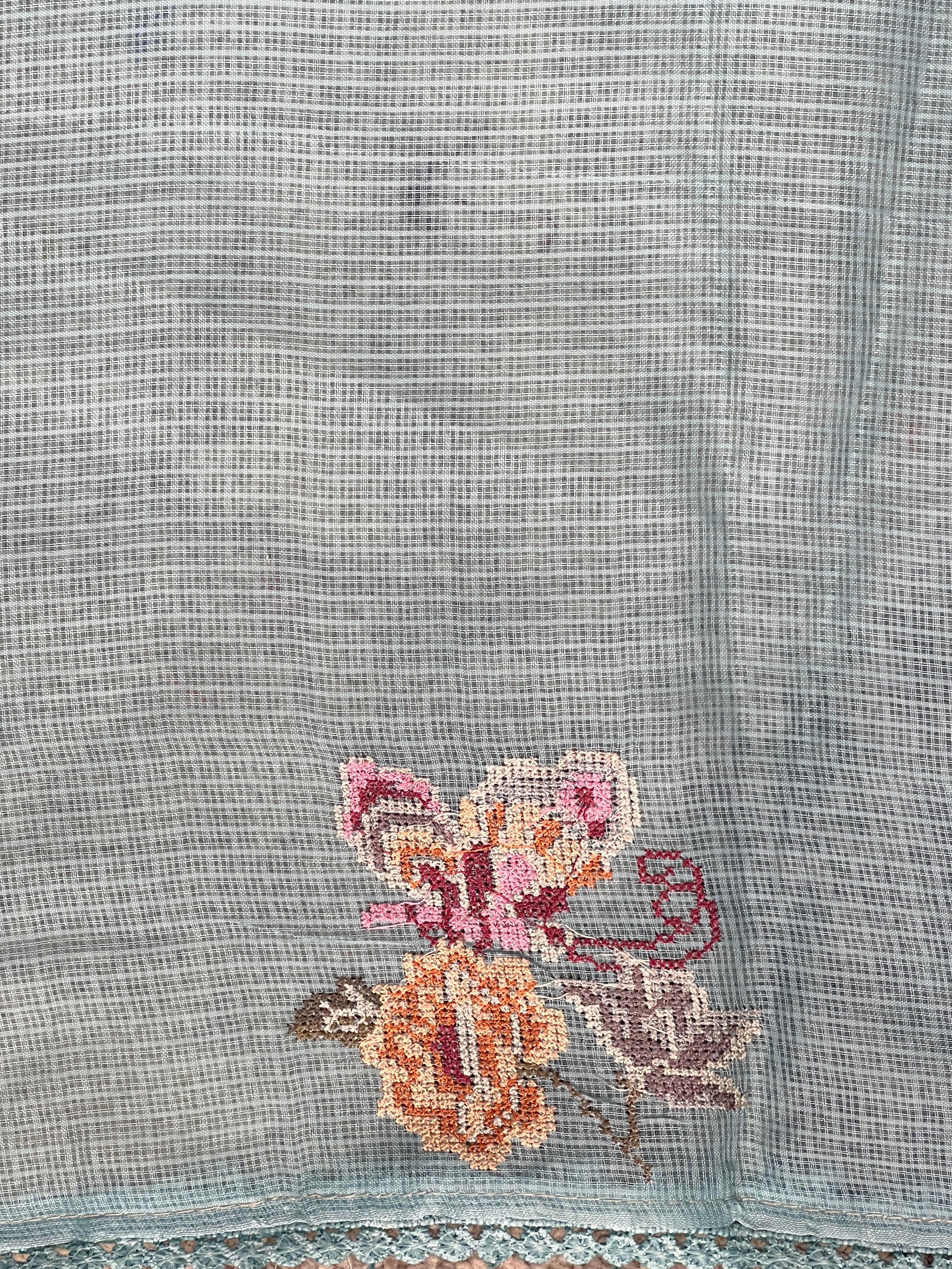 Multicolour Floral Machine Embroidery Detailed Silky Kota Saree | BLD1953