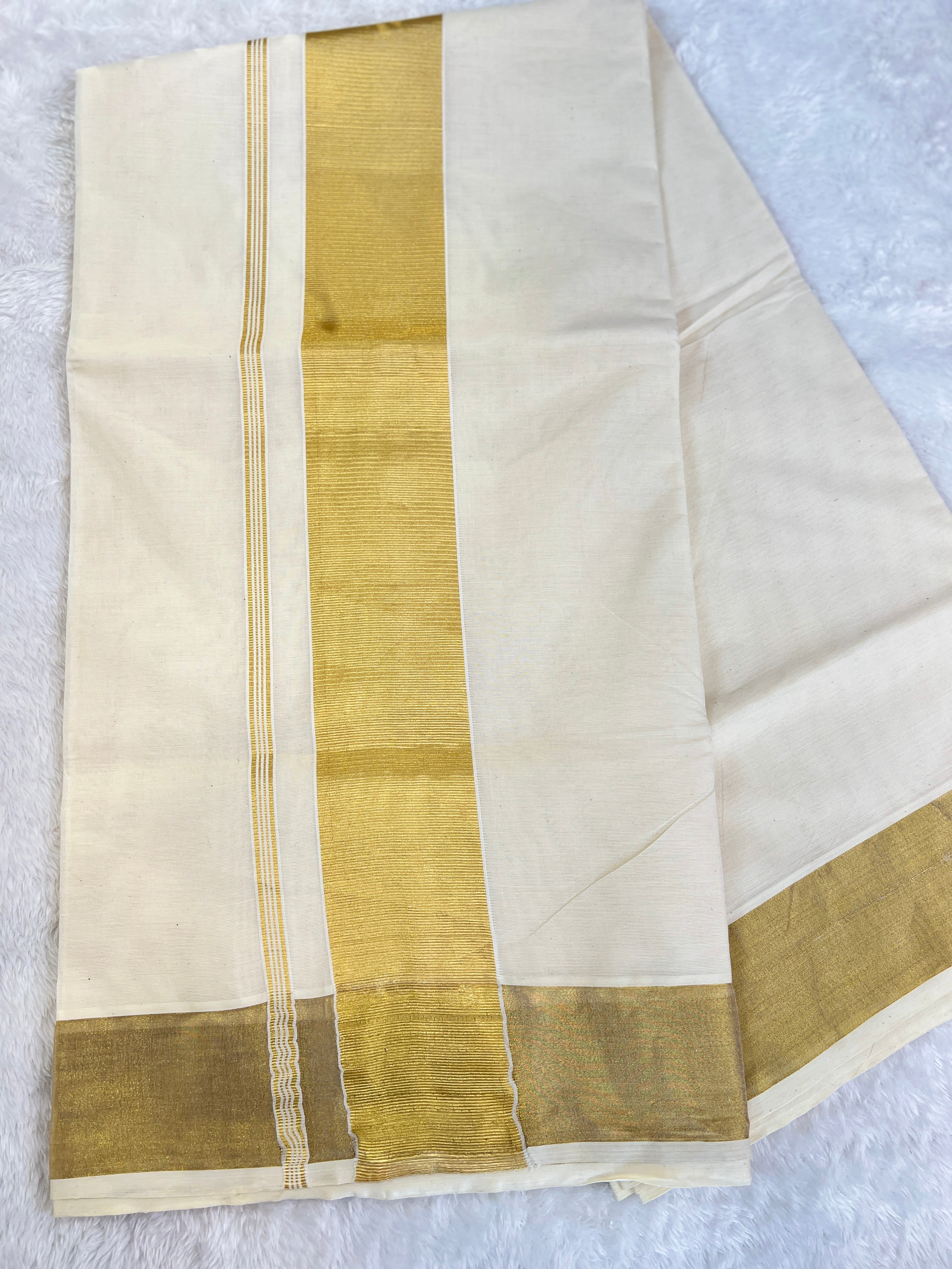 Golden Kasavu Border Kerala Cotton Set Mundu |GAT442