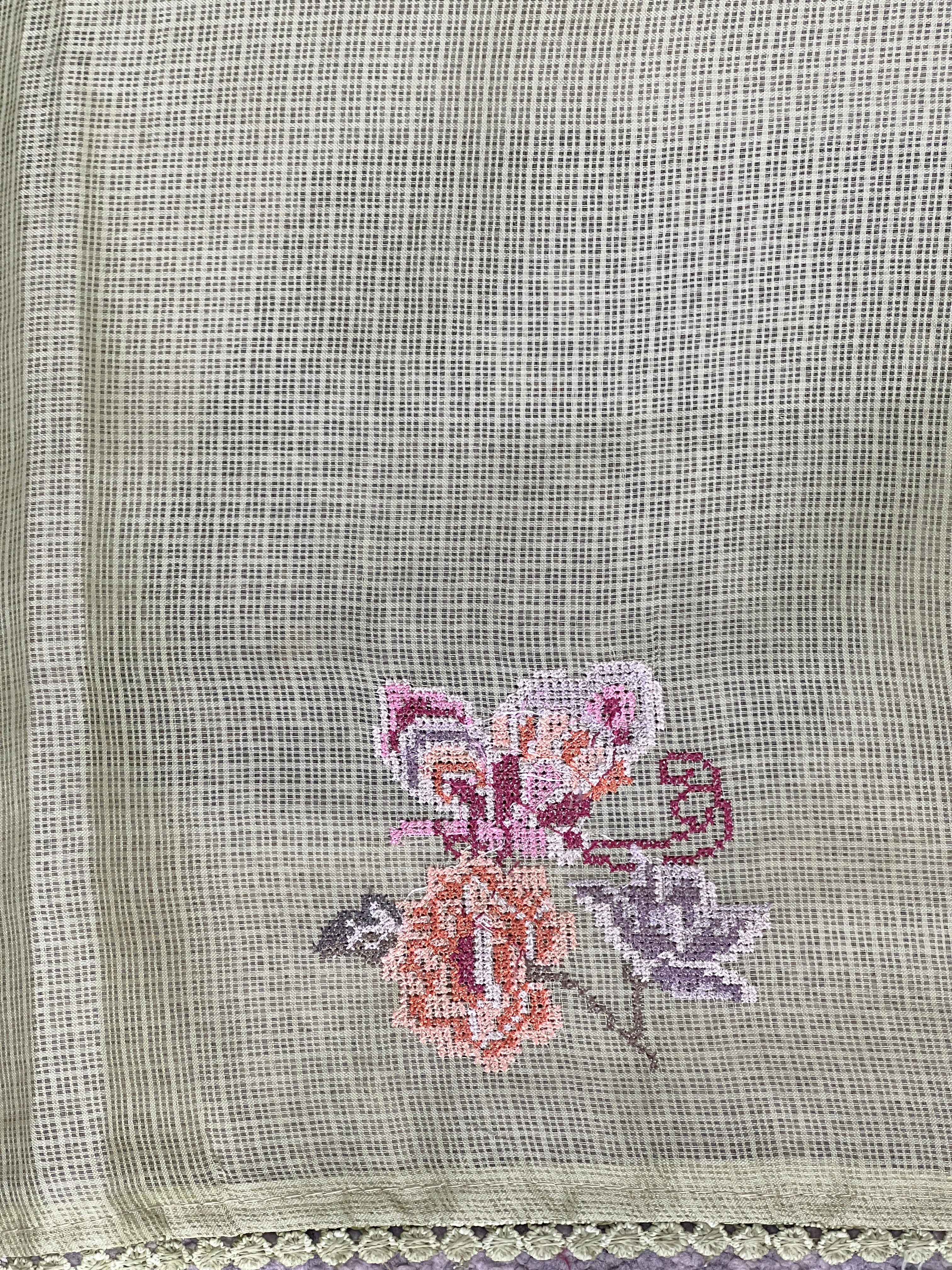 Multicolour Floral Machine Embroidery Detailed Silky Kota Saree | BLD1956