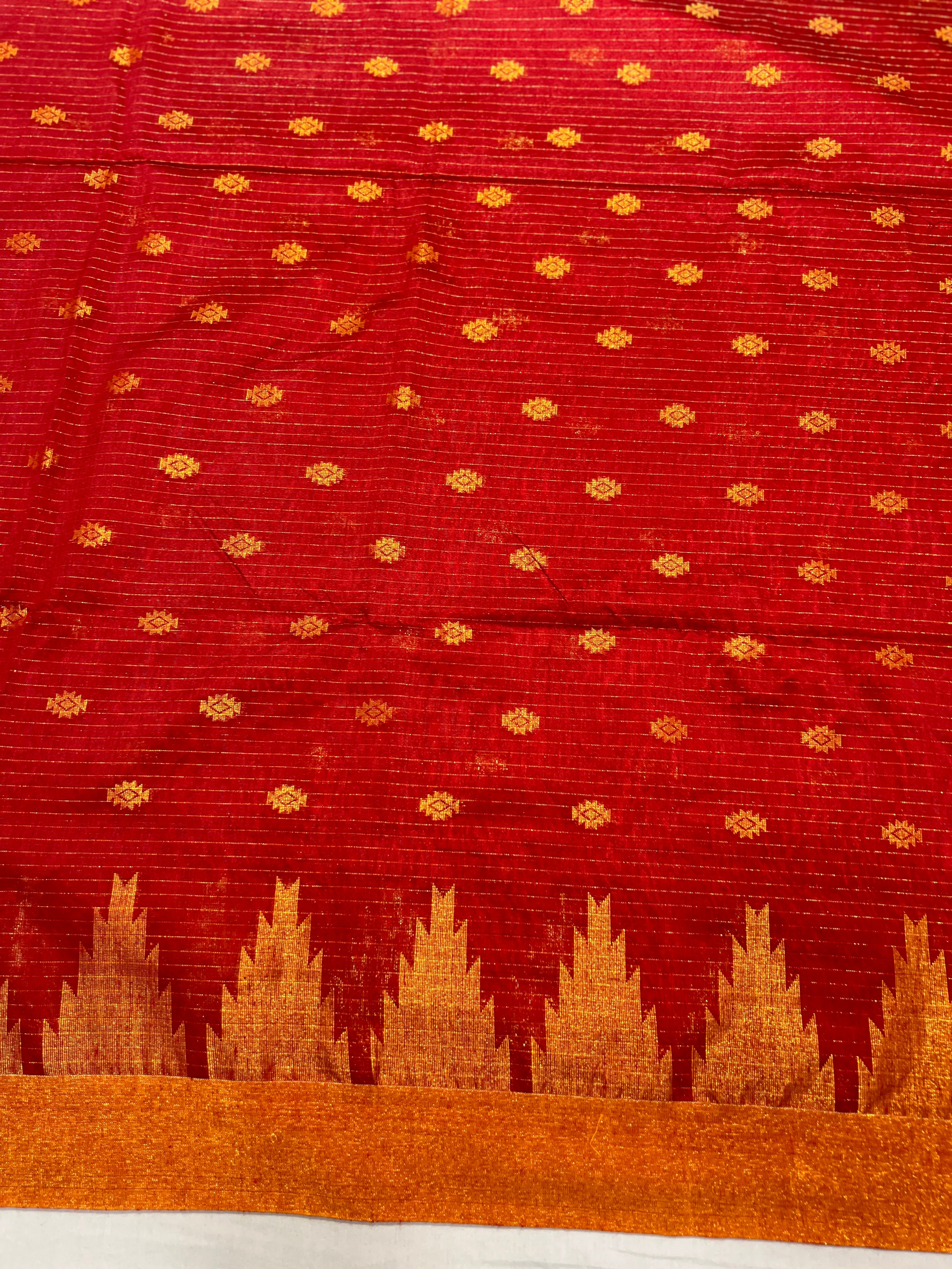 Temple Border Detailed Cotton Silk Saree | RP772