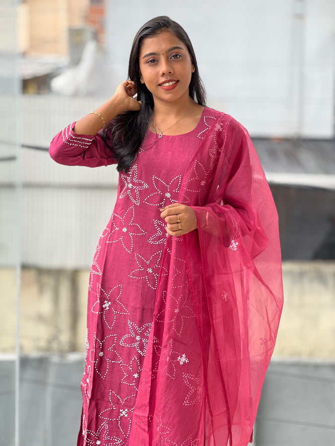 Hand Embroidery Muslin Finish Kurta Set | FW317