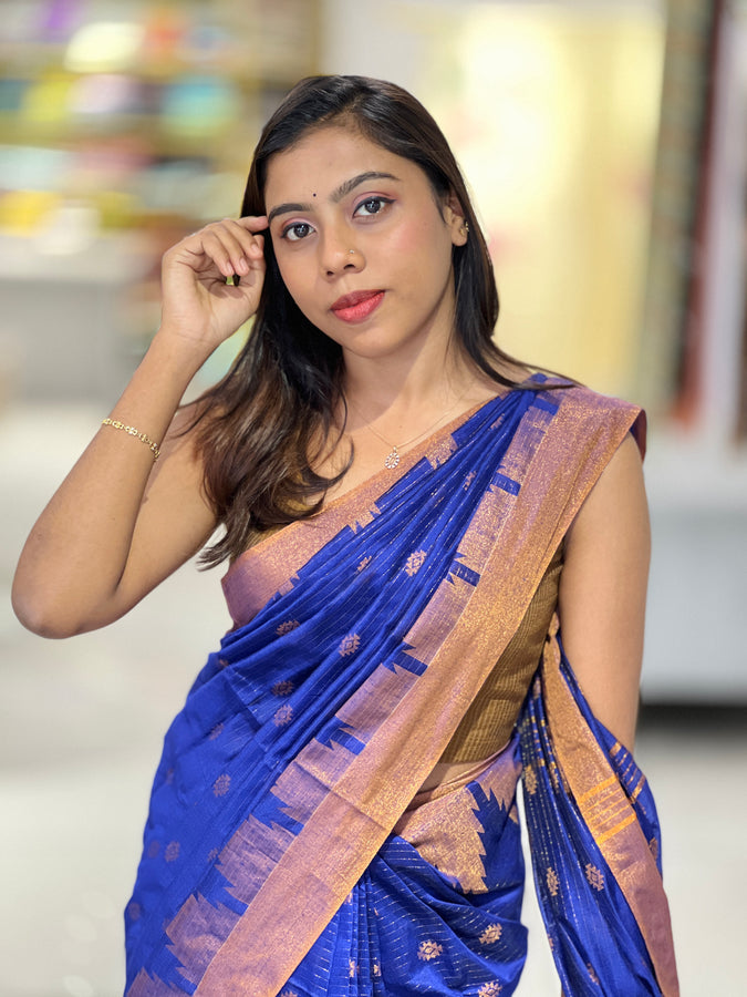 Temple Border Detailed Cotton Silk Saree | RP775