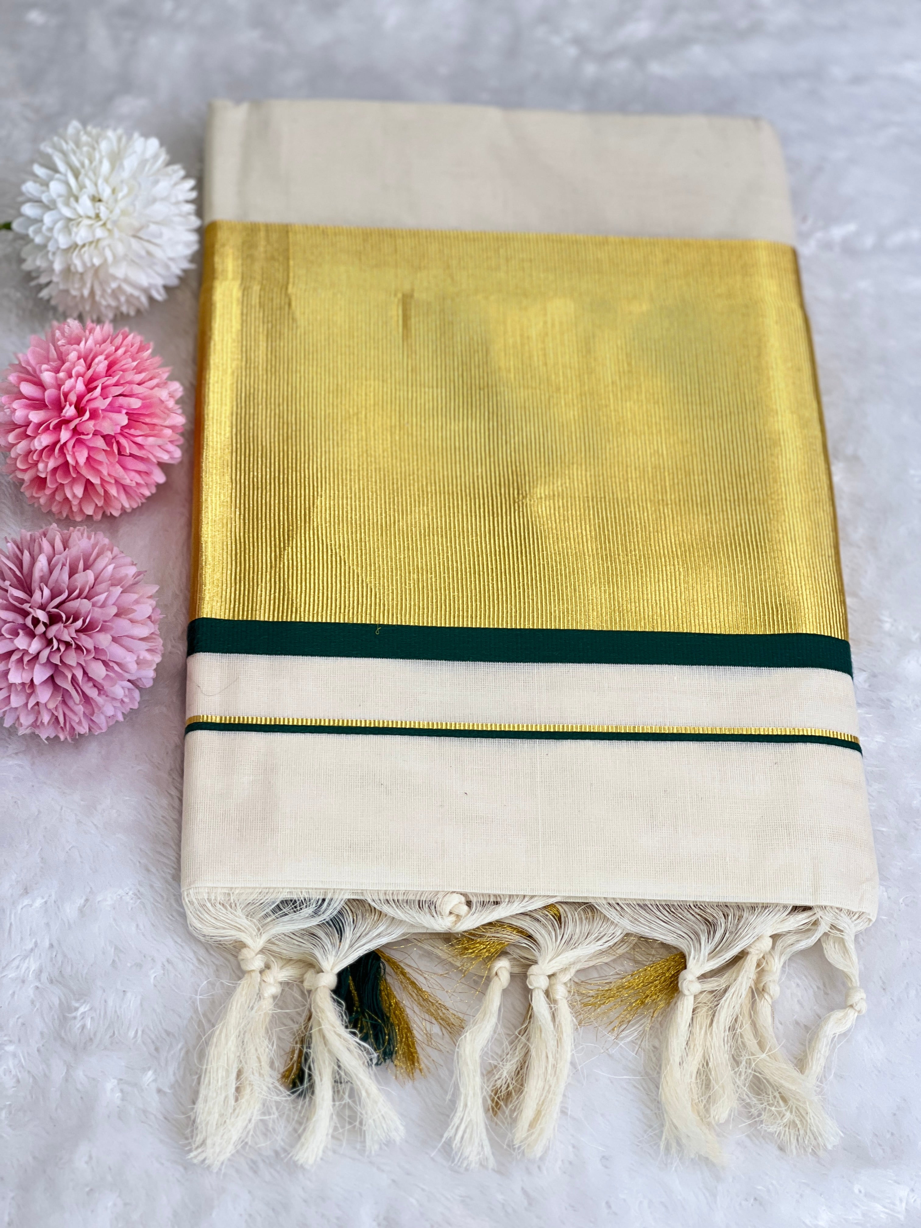 Kara Pattern Border Kerala Cotton Set Mundu | GAT459