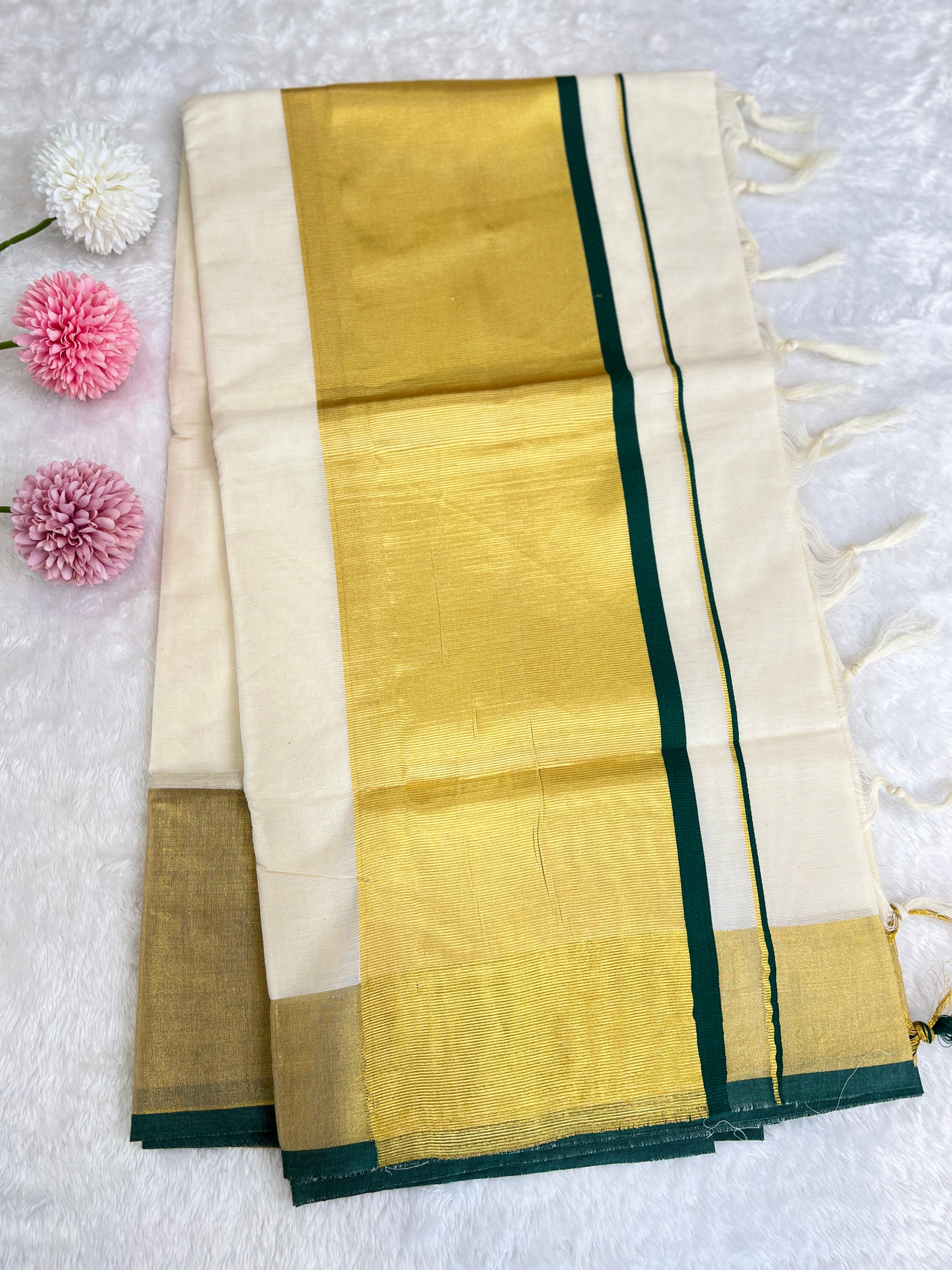 Kara Pattern Border Kerala Cotton Set Mundu | GAT459