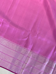 White & Pink Colour Silver Zari Weaved Kanchipuram Saree | AK140