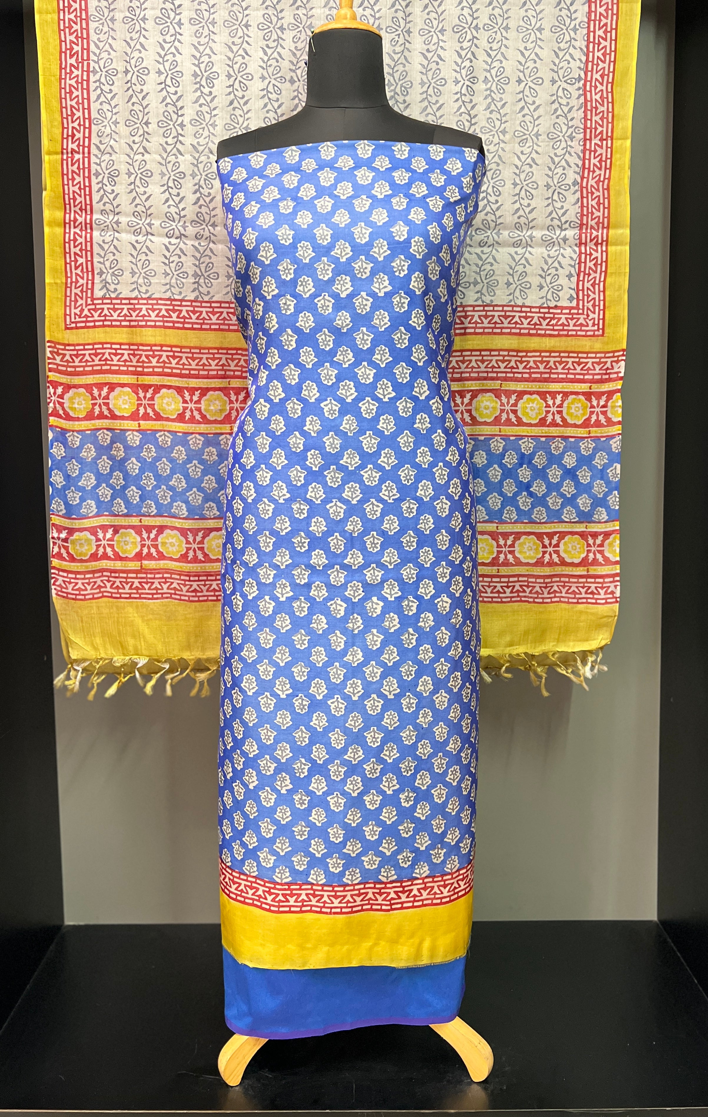 Block Printed Tussar Salwar Set | MNH472