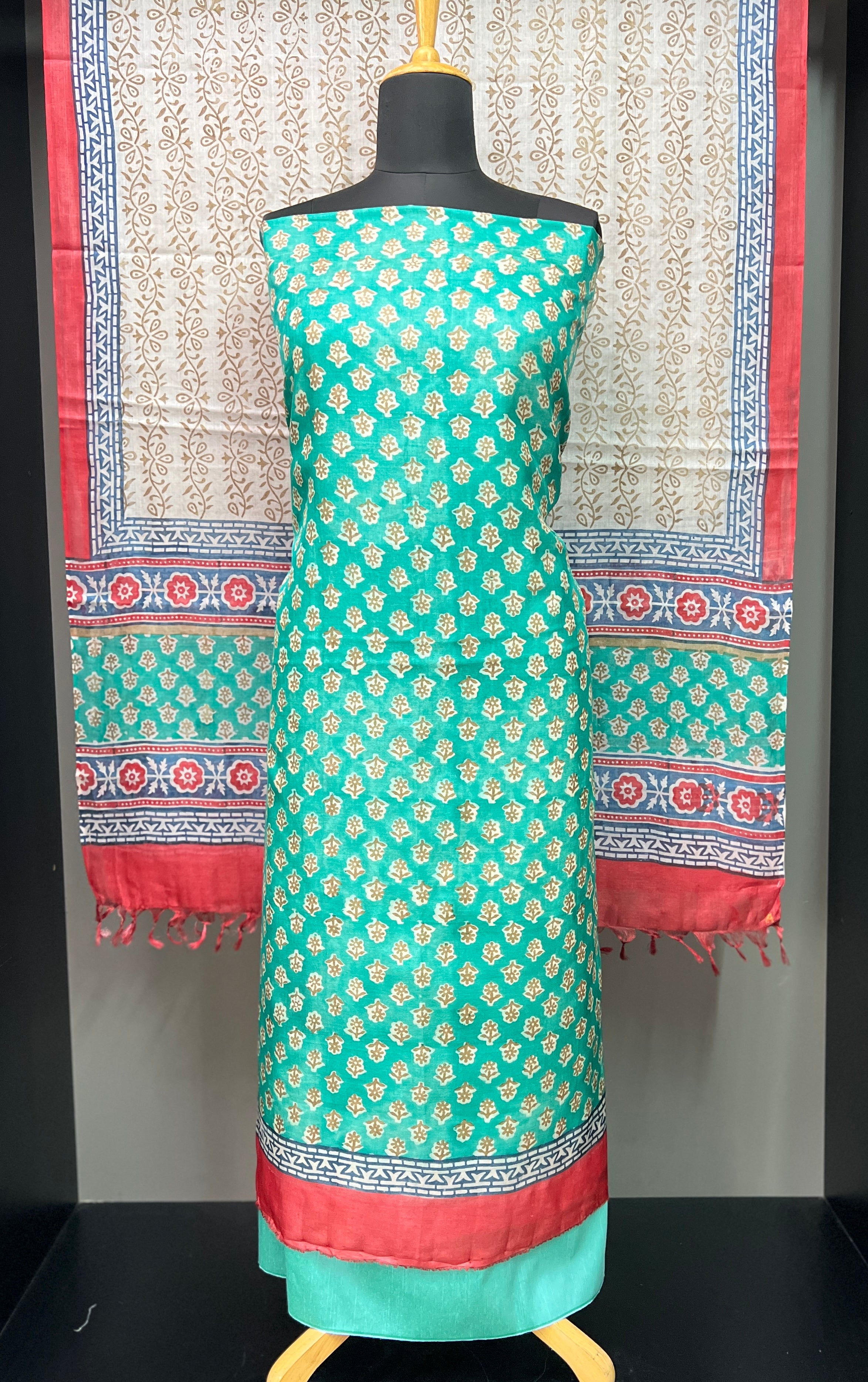 Block Printed Tussar Salwar Set | | MNH470