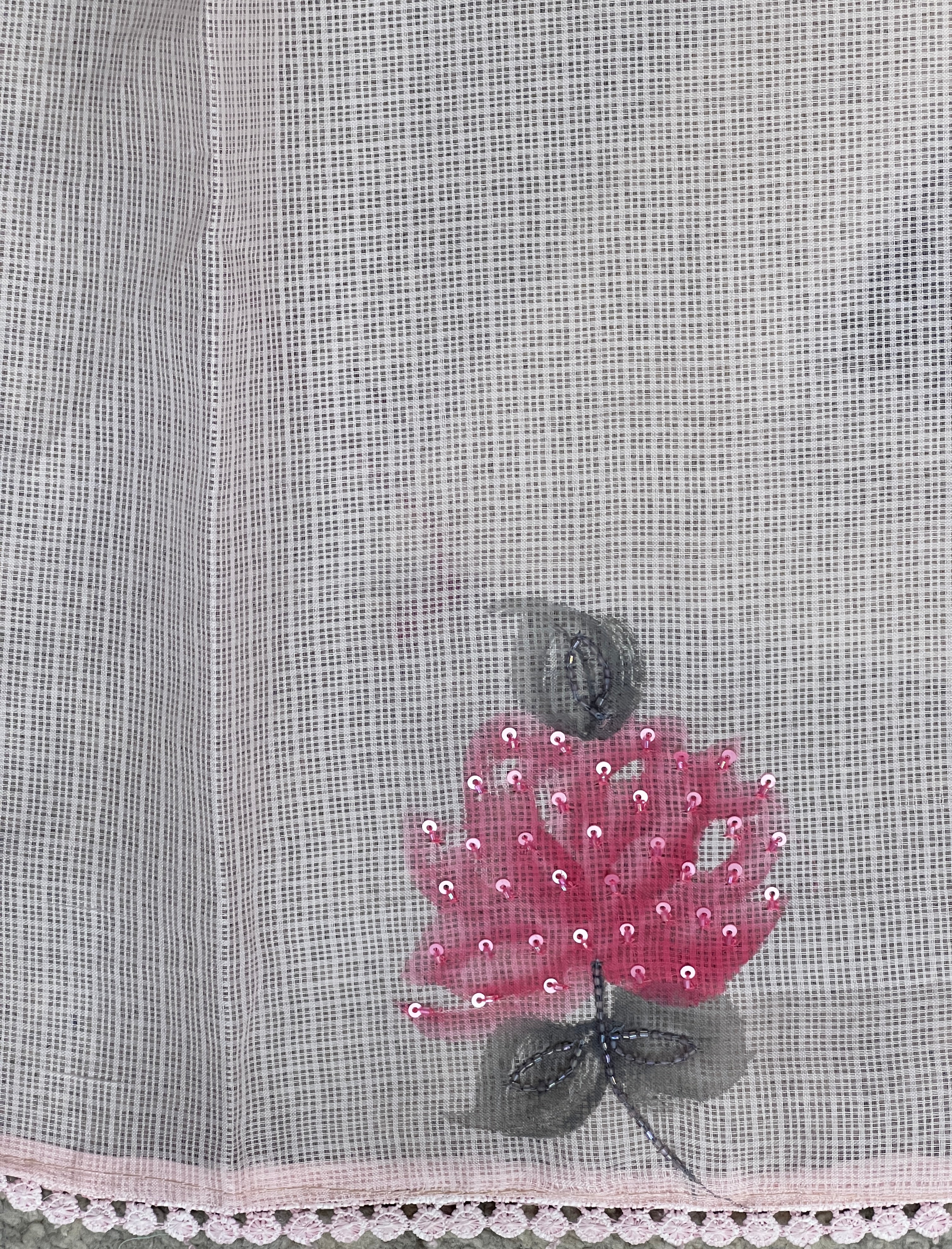 Floral Hand Paint With Sequins Highlighted Silky Kota Saree | BLD1961