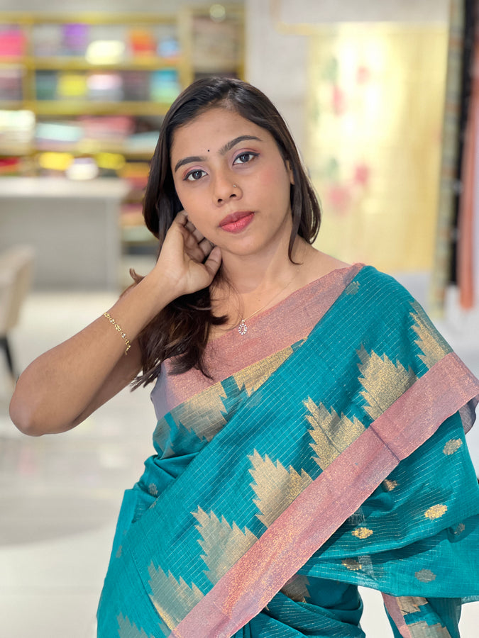 Temple Border Detailed Cotton Silk Saree | RP771