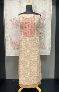Print With Embroidery Detailed Linen Salwar Set | BLD1024