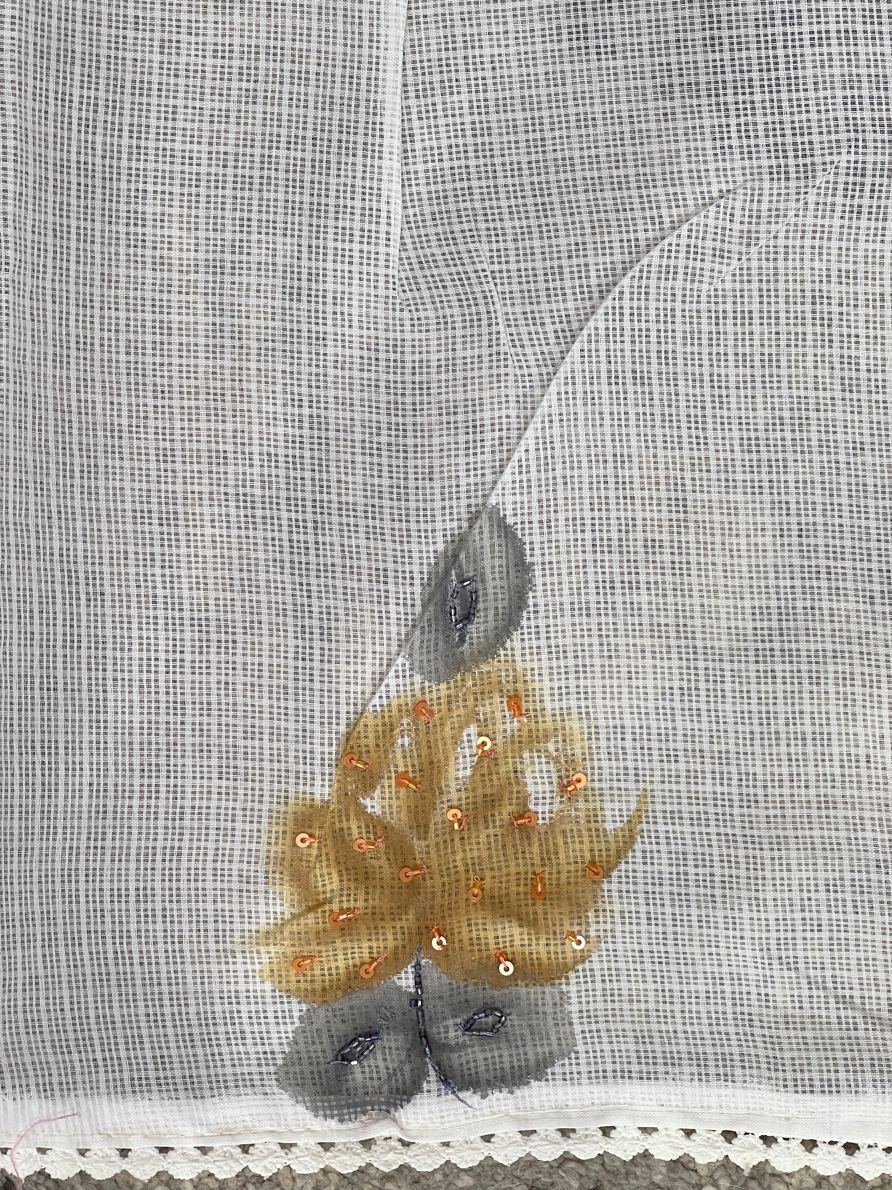 Floral Hand Paint With Sequins Highlighted Silky Kota Saree | BLD1960