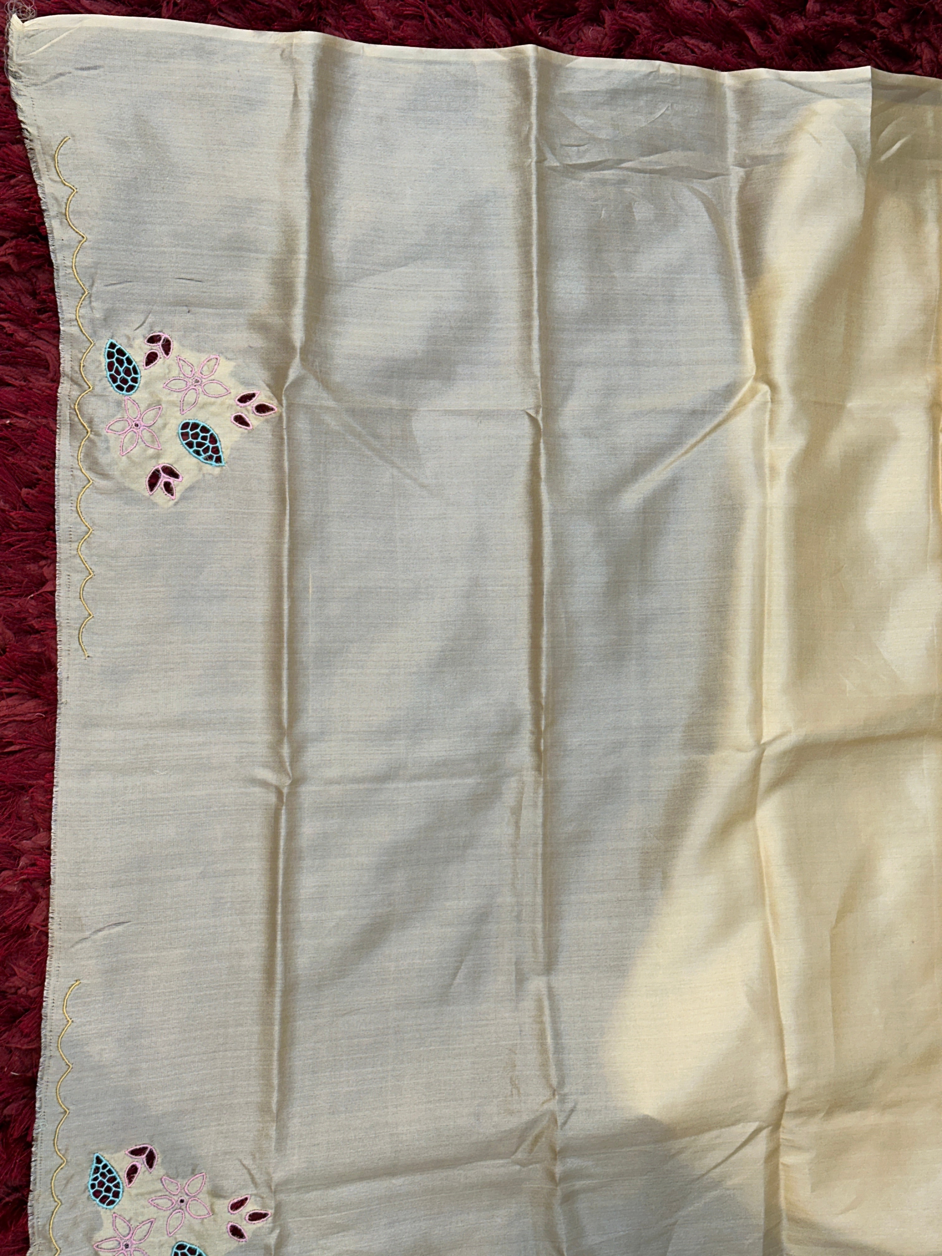 Twine Cut Work With Multi Colour  Floral Design Powerloom Tussar Saree | TC494