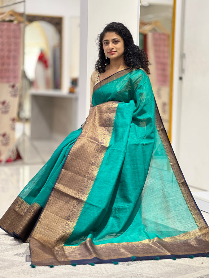 Zari Weaved Border Semi Geecha Saree | YNG501