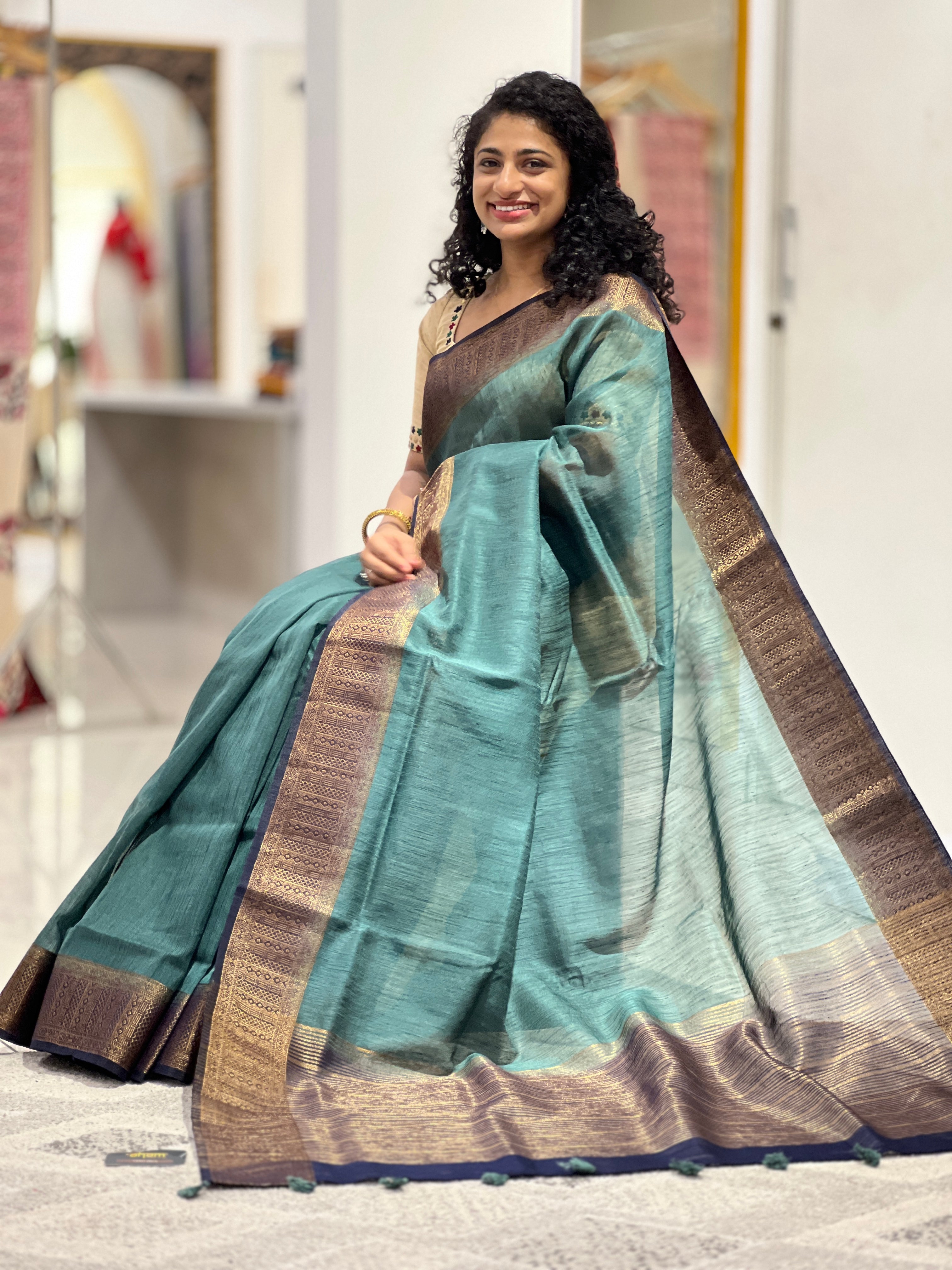 Zari Weaved Border Semi Geecha Saree | YNG507