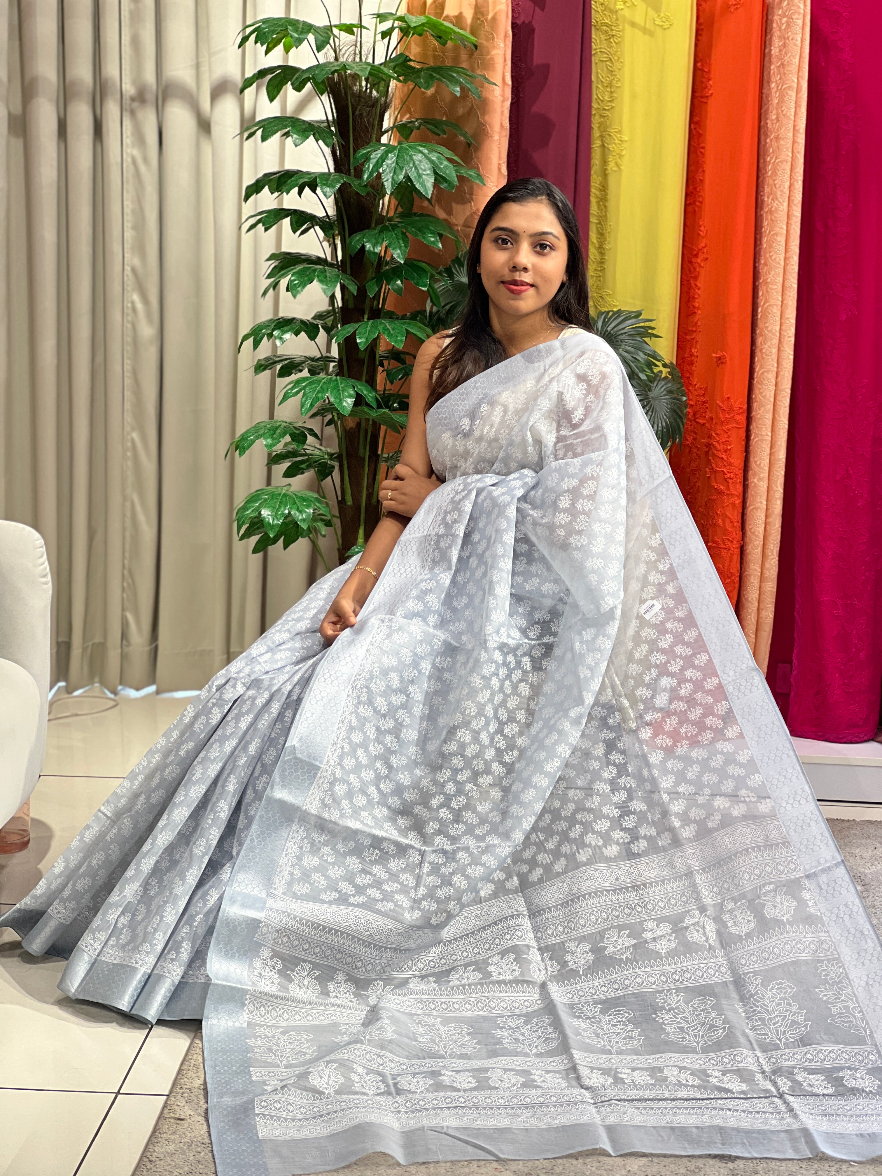 Screen Printed Cotton Saree | VDA303