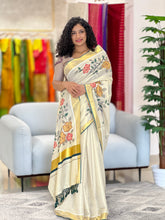 Hand Painted Tissue Kerala Saree | BLD449