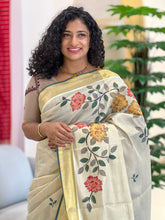 Hand Painted Tissue Kerala Saree | BLD449