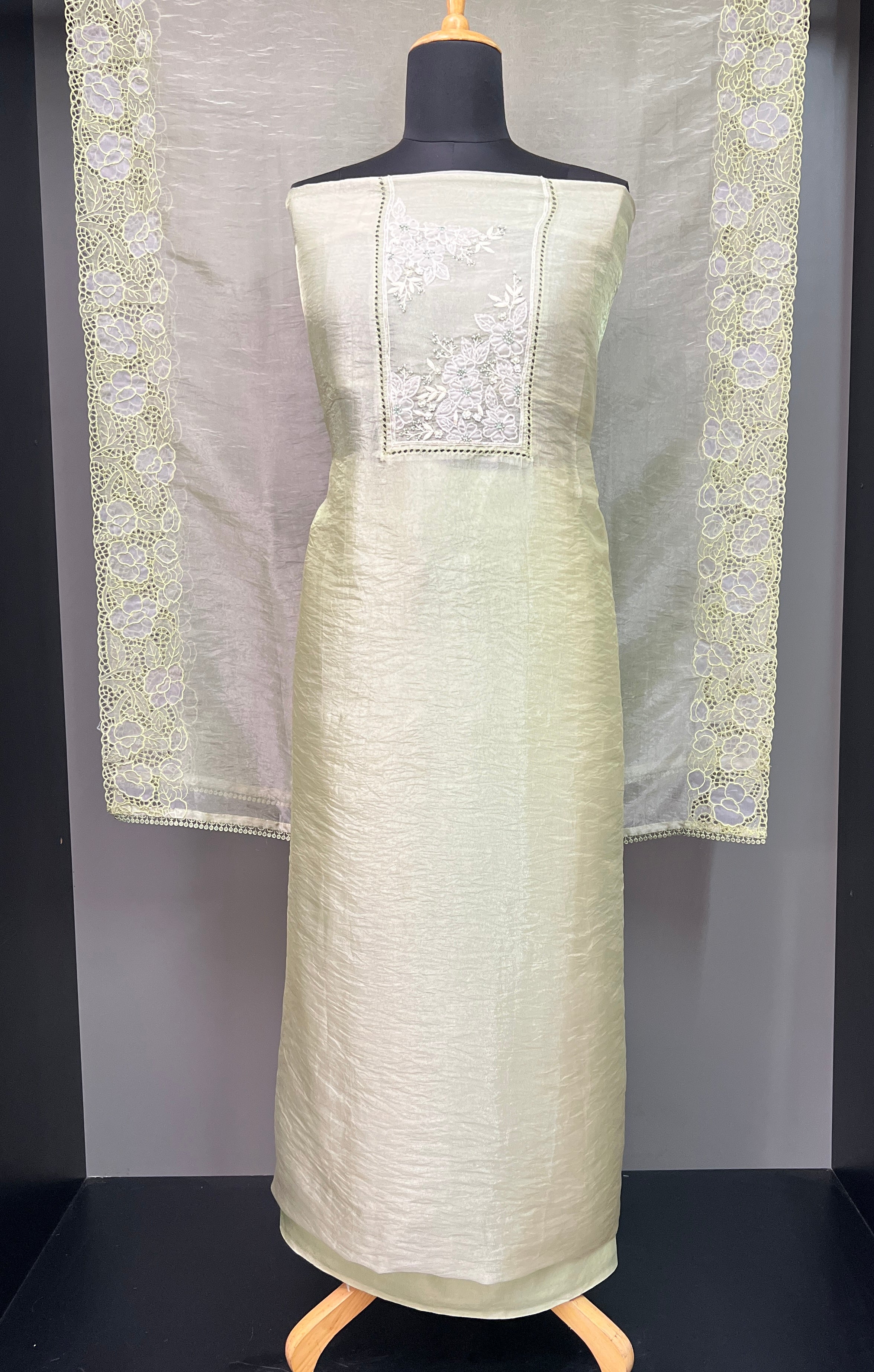 Floral Applique Detailed Shimmer Organza Salwar Set | BLD903