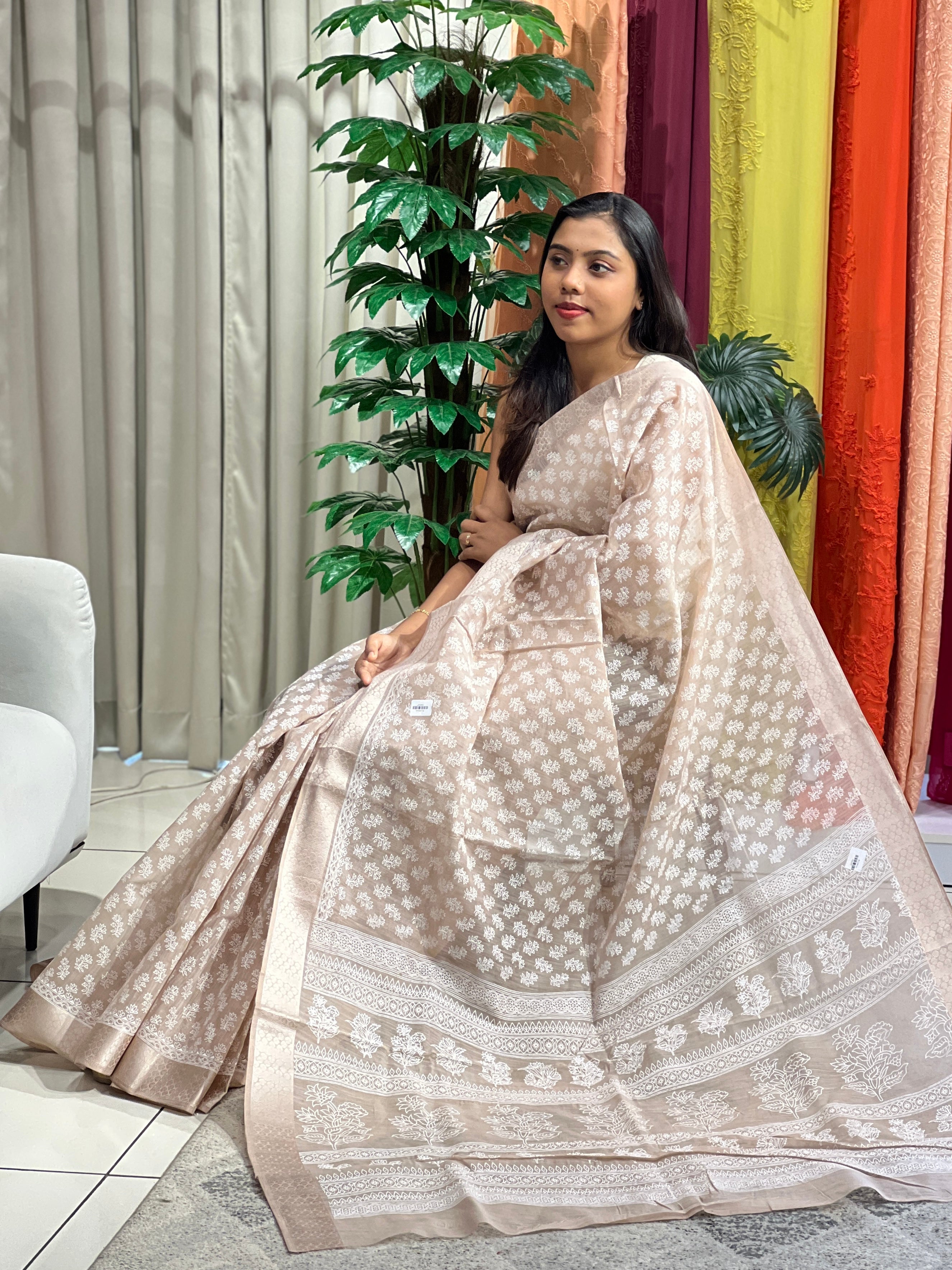 Screen Printed Cotton Saree | VDA307